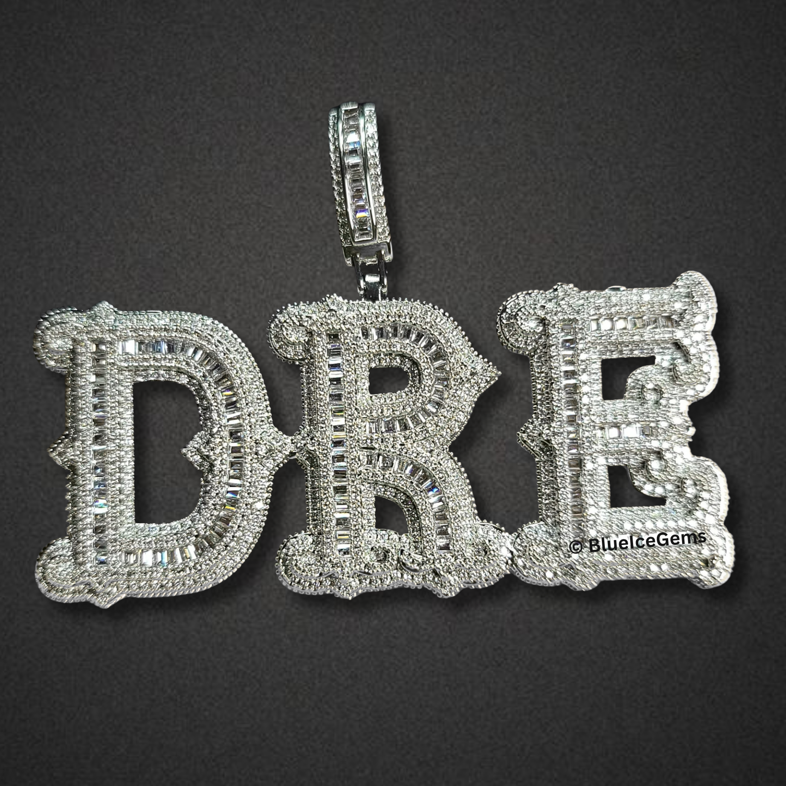 Custom Iced-Out Block Letter Necklace