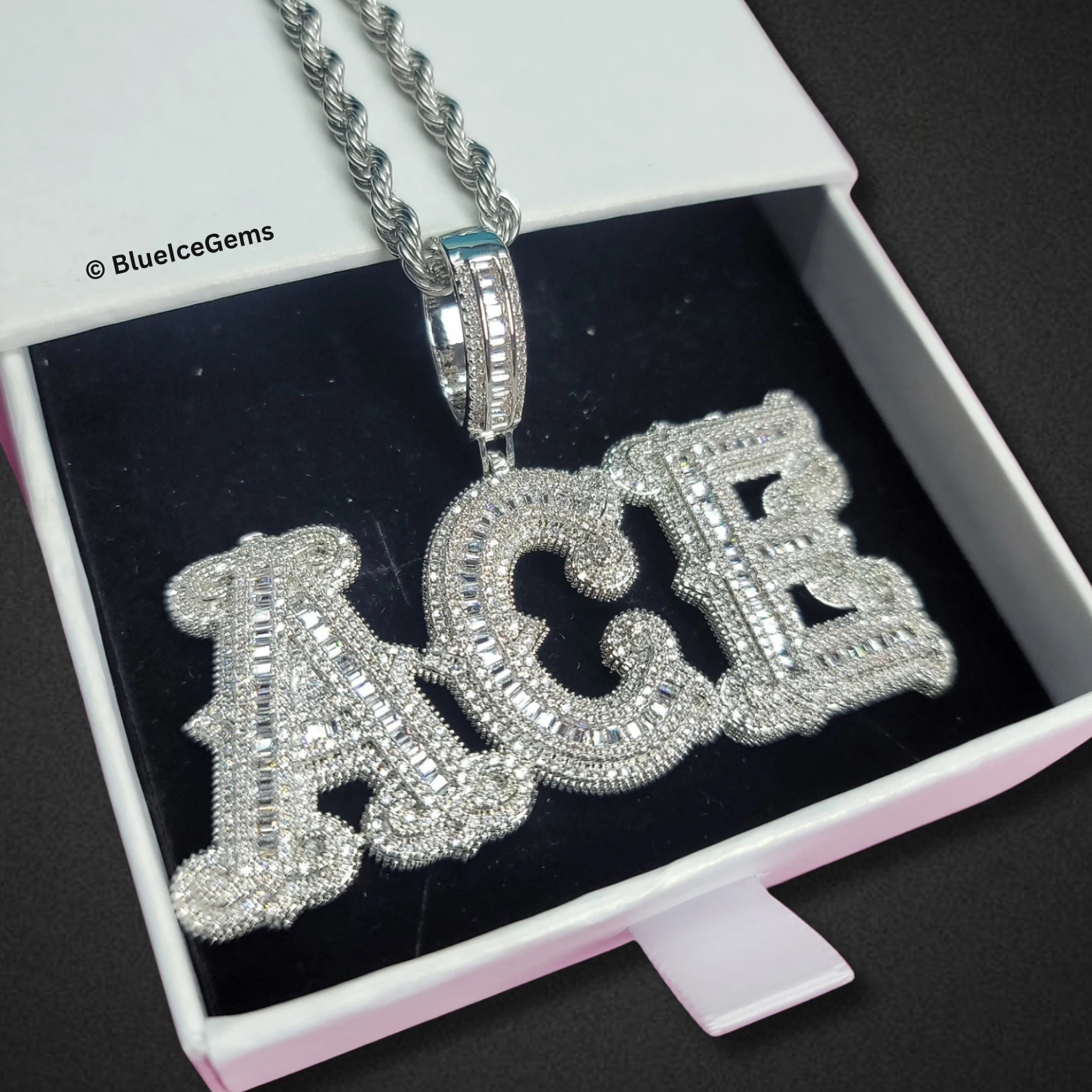 Custom Iced-Out Block Letter Necklace