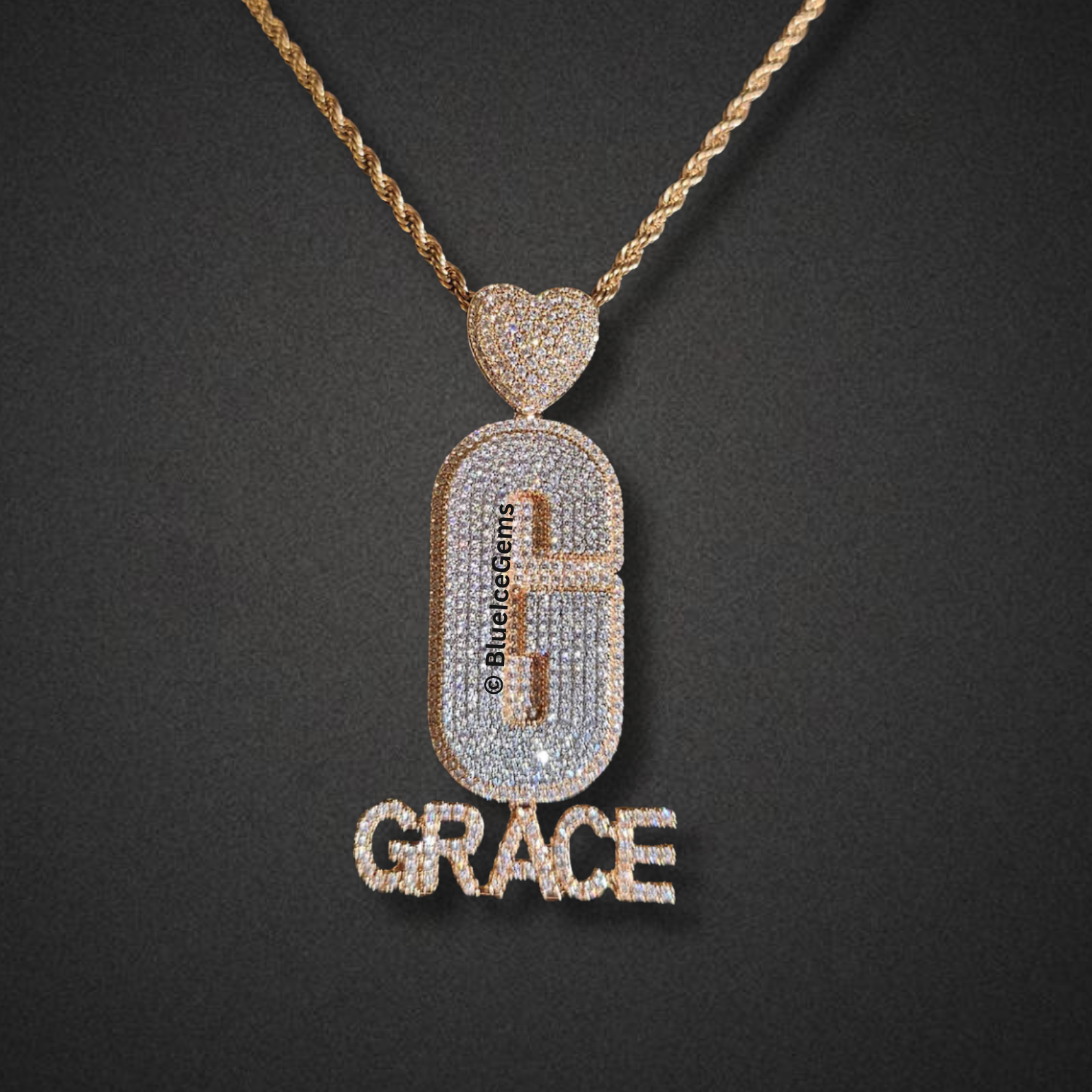 Iced Out Two-Tone Custom Name & Initial Necklace