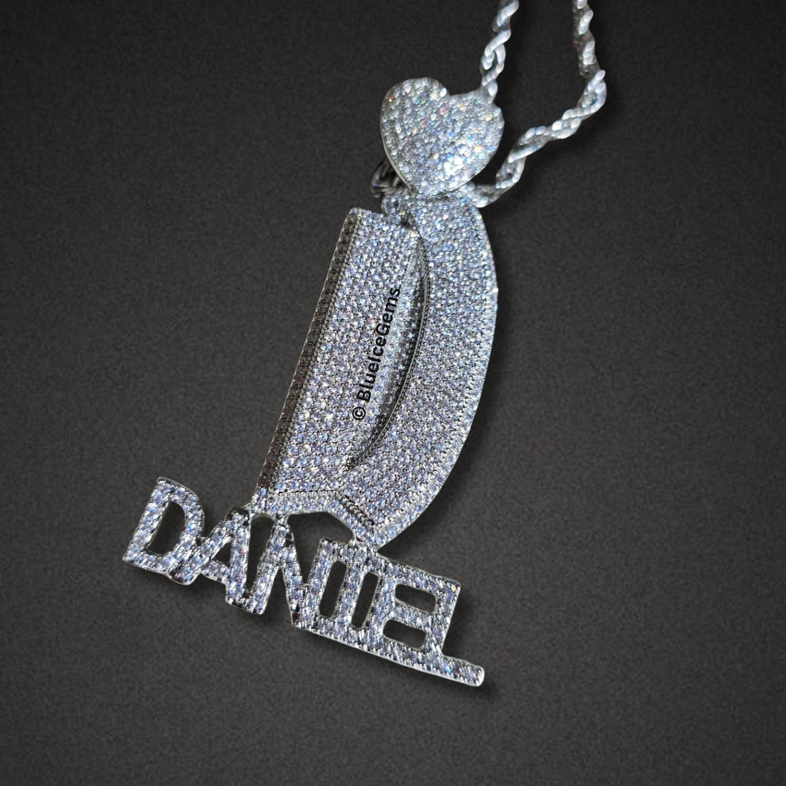 Iced Out Two-Tone Custom Name & Initial Necklace