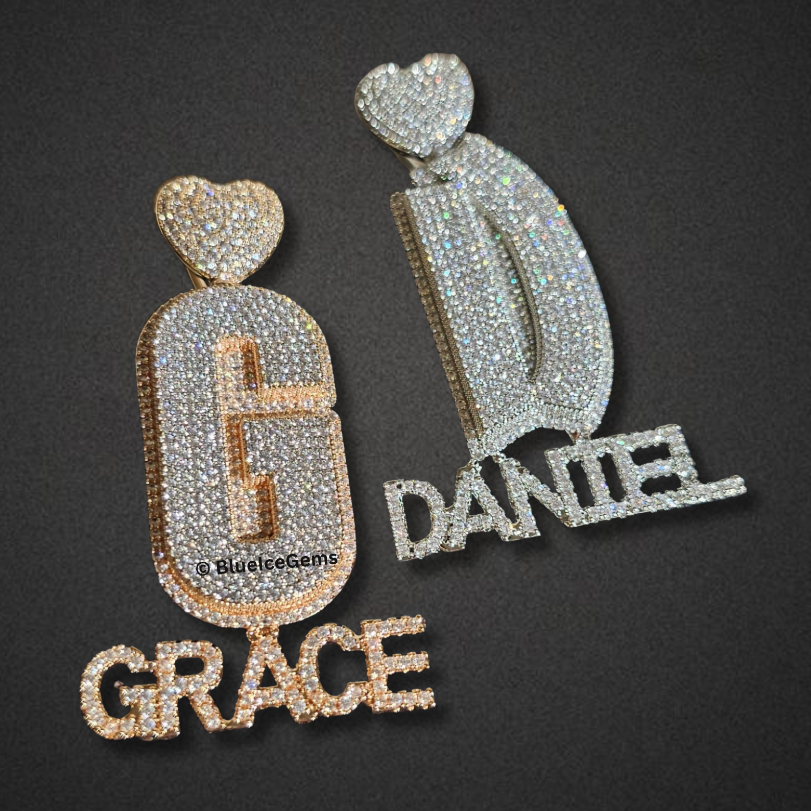 Iced Out Two-Tone Custom Name & Initial Necklace
