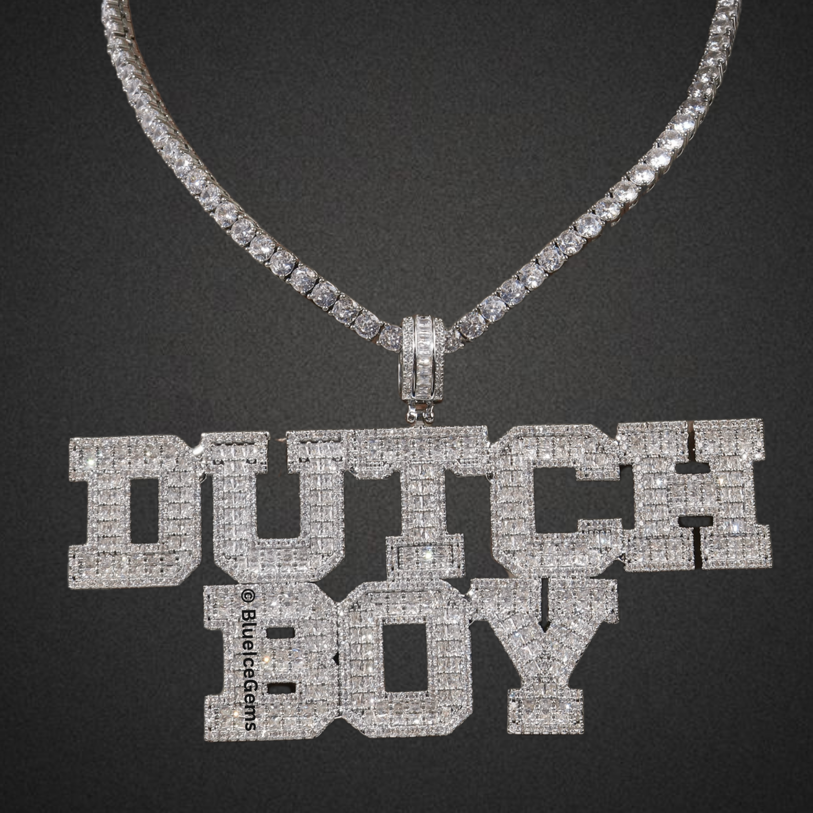 Iced-Out Custom Block Letter Name Necklace