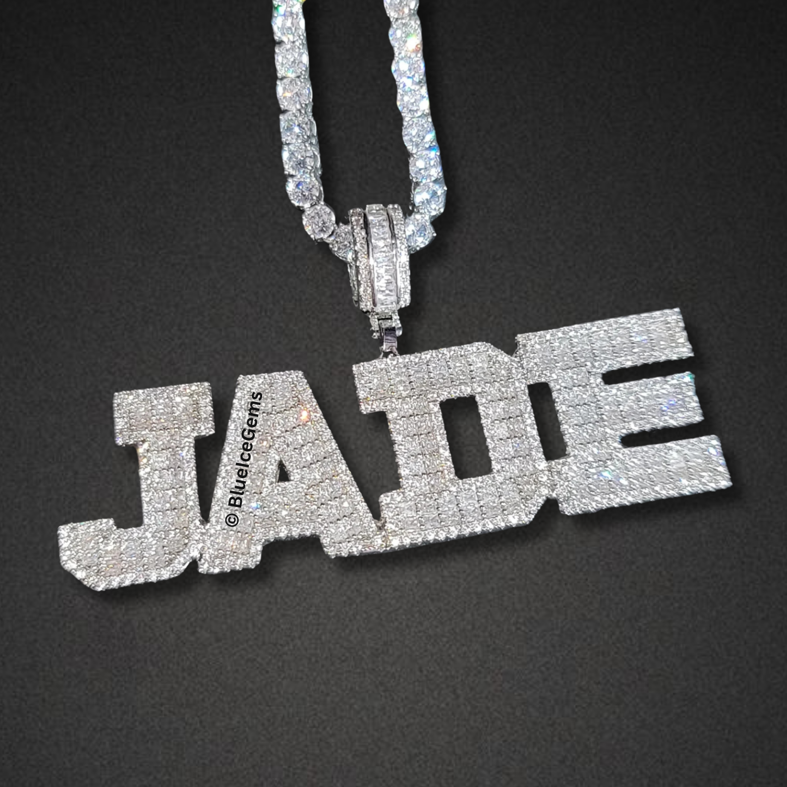 Iced-Out Custom Block Letter Name Necklace