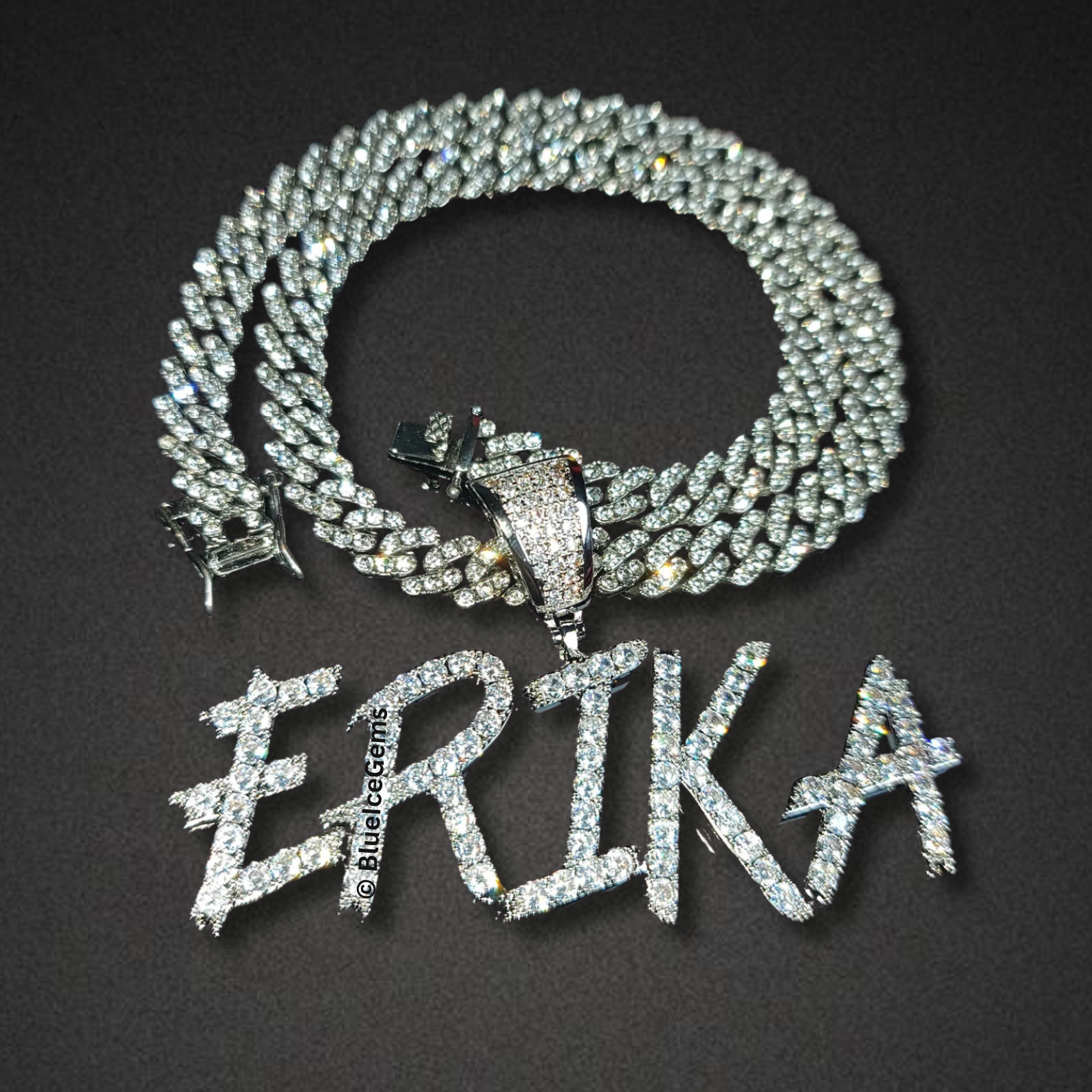Iced-Out "Graffiti" Font Name Necklace