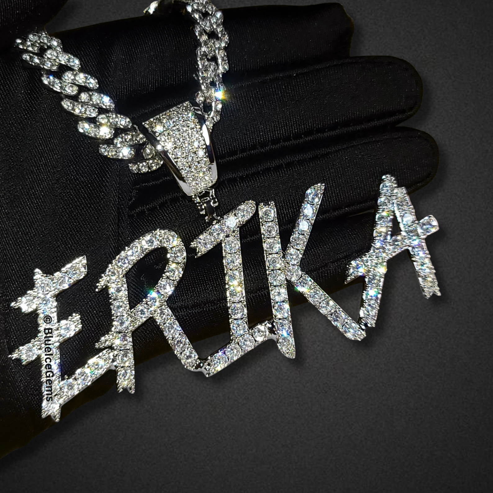 Iced-Out "Graffiti" Font Name Necklace