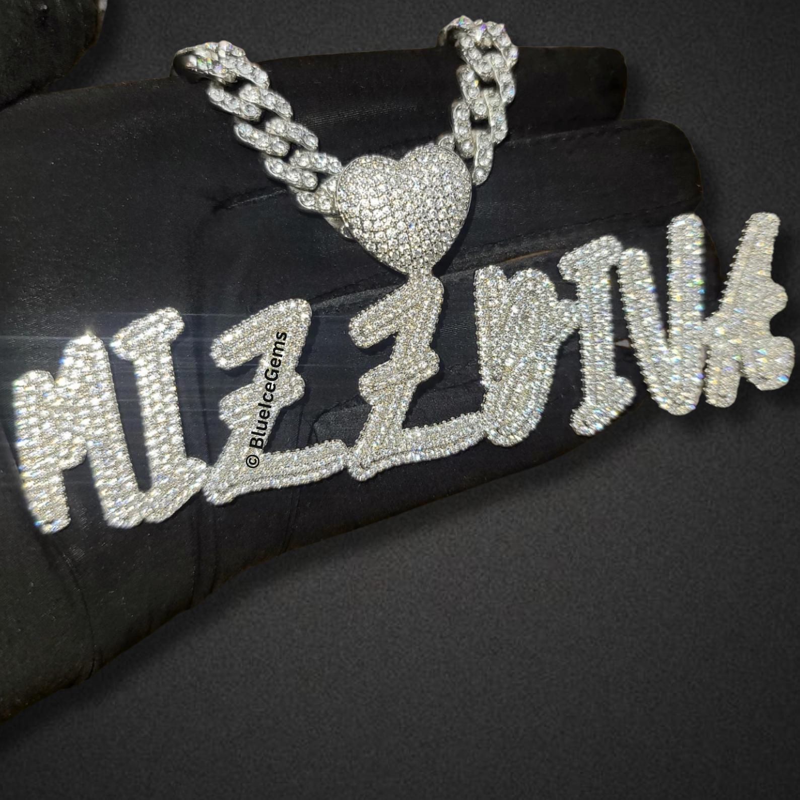 Custom Iced-Out "Bubble" Font Name Necklace