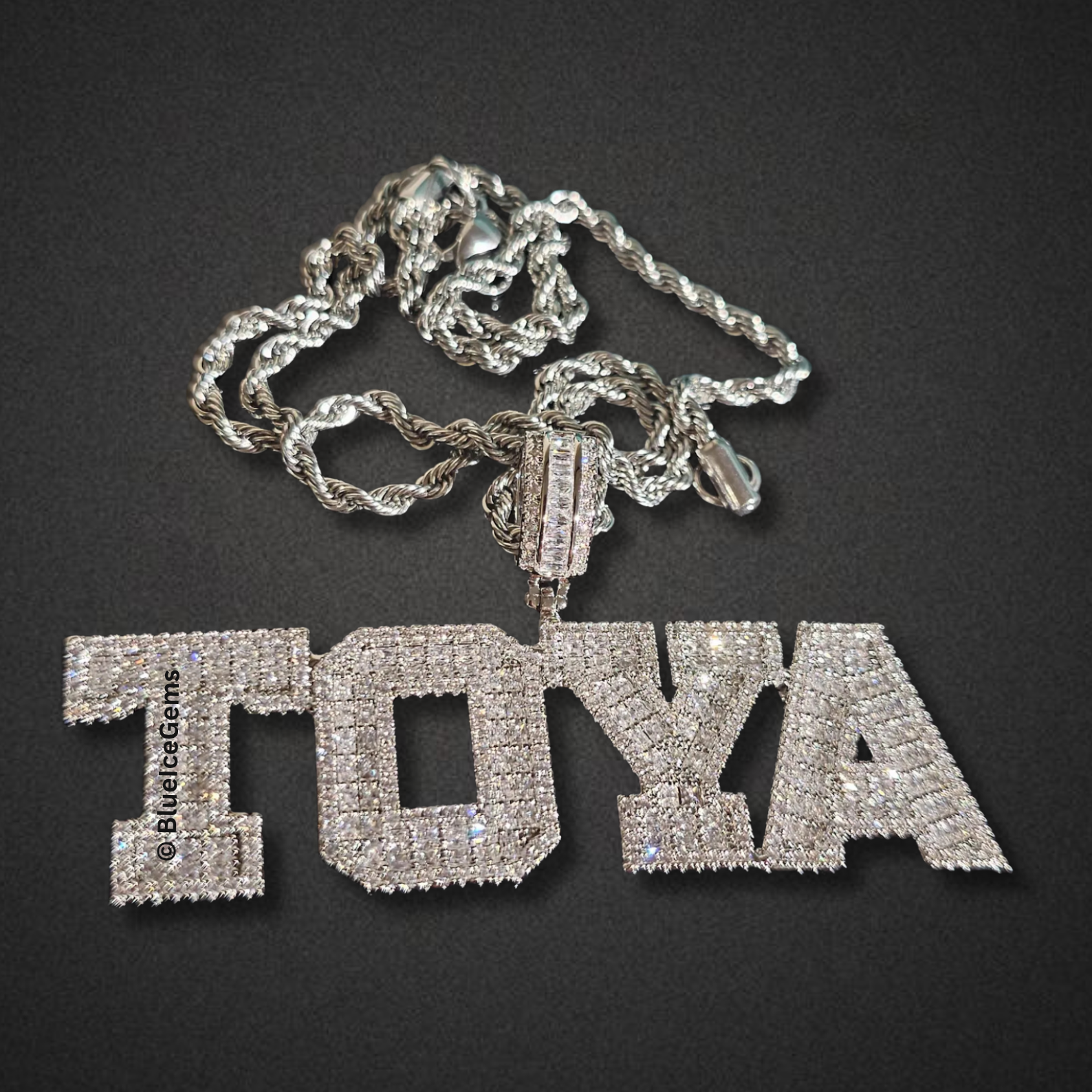 Custom Iced-Out Block Letter Name Necklace