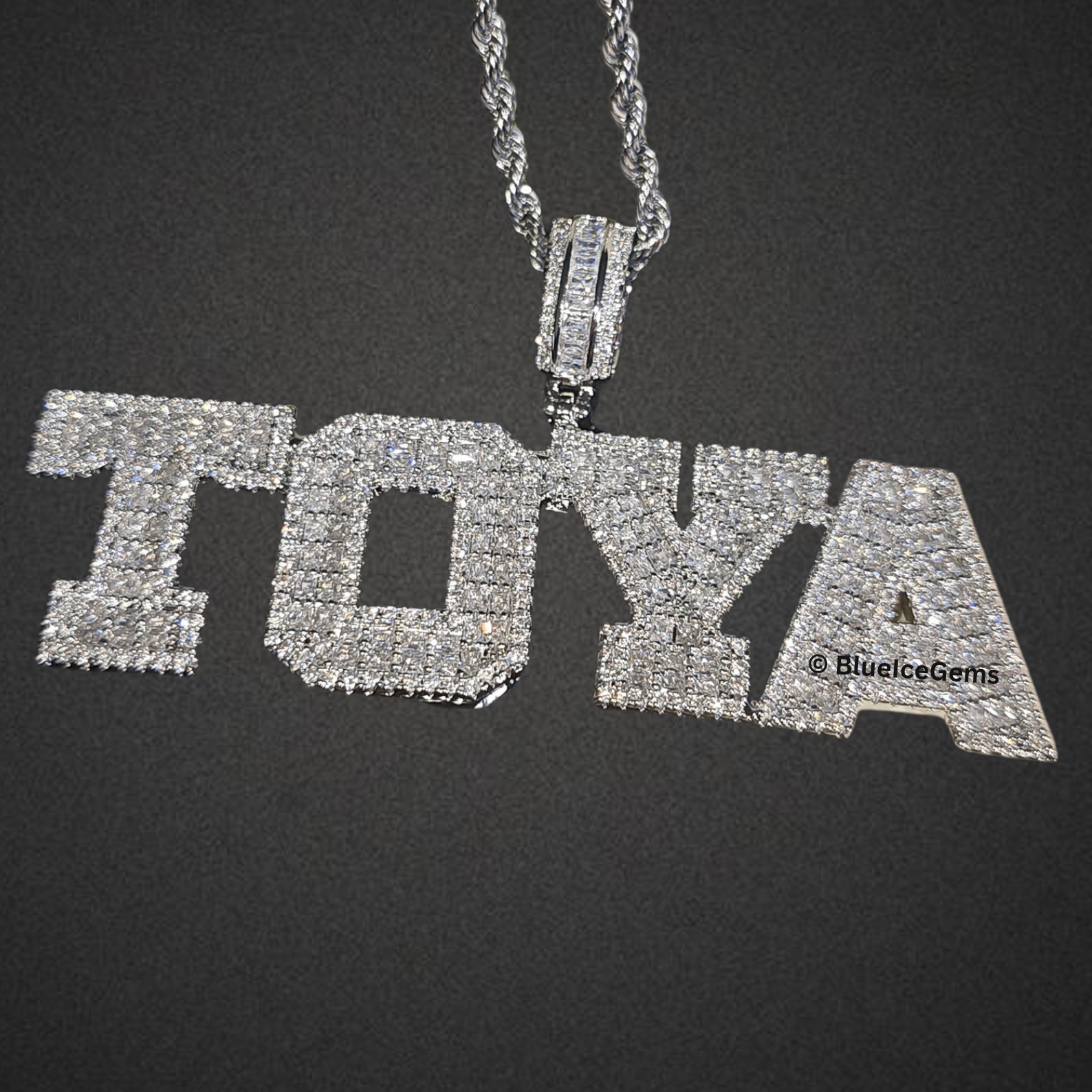 Custom Iced-Out Block Letter Name Necklace