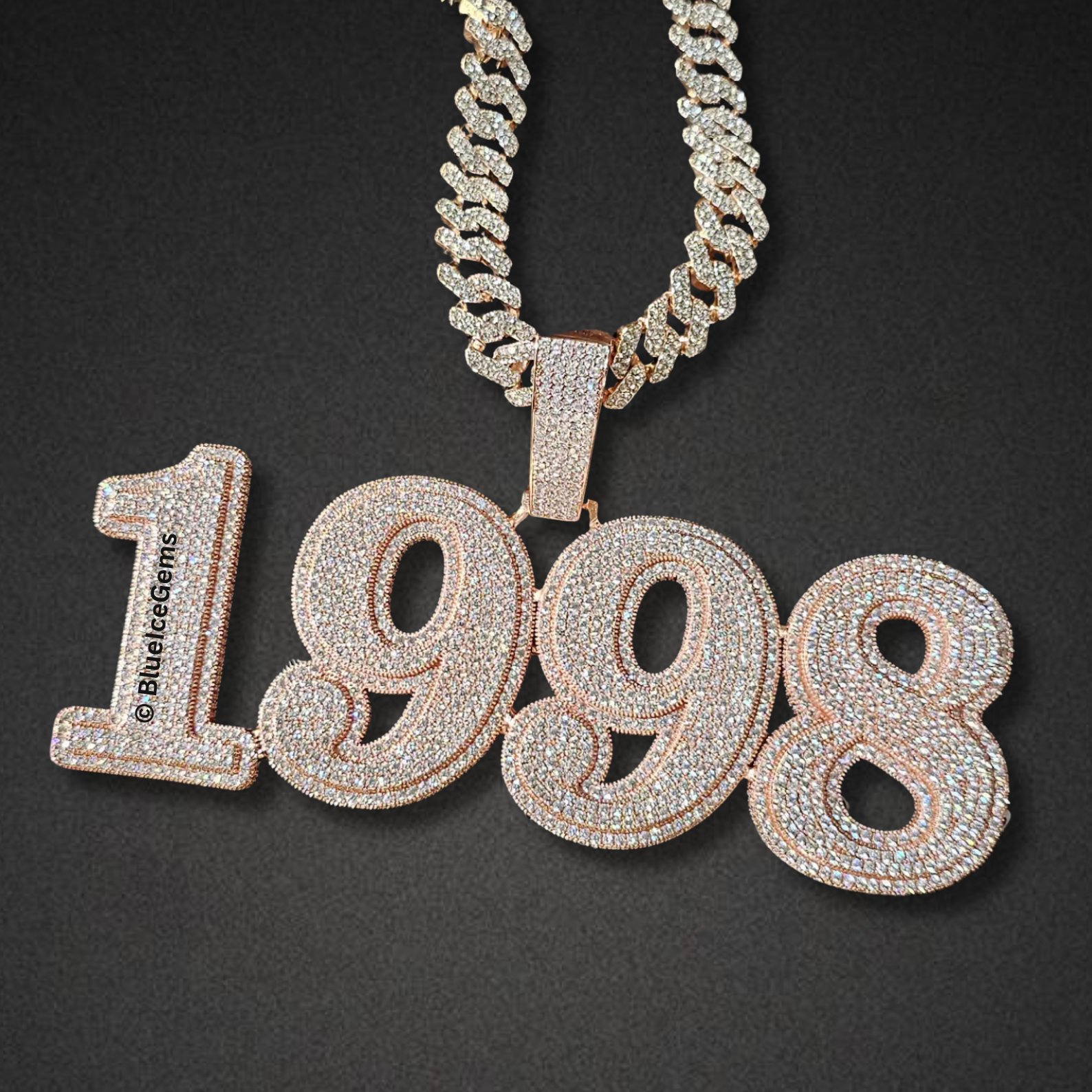 Custom Iced-Out Number and Initial Necklace