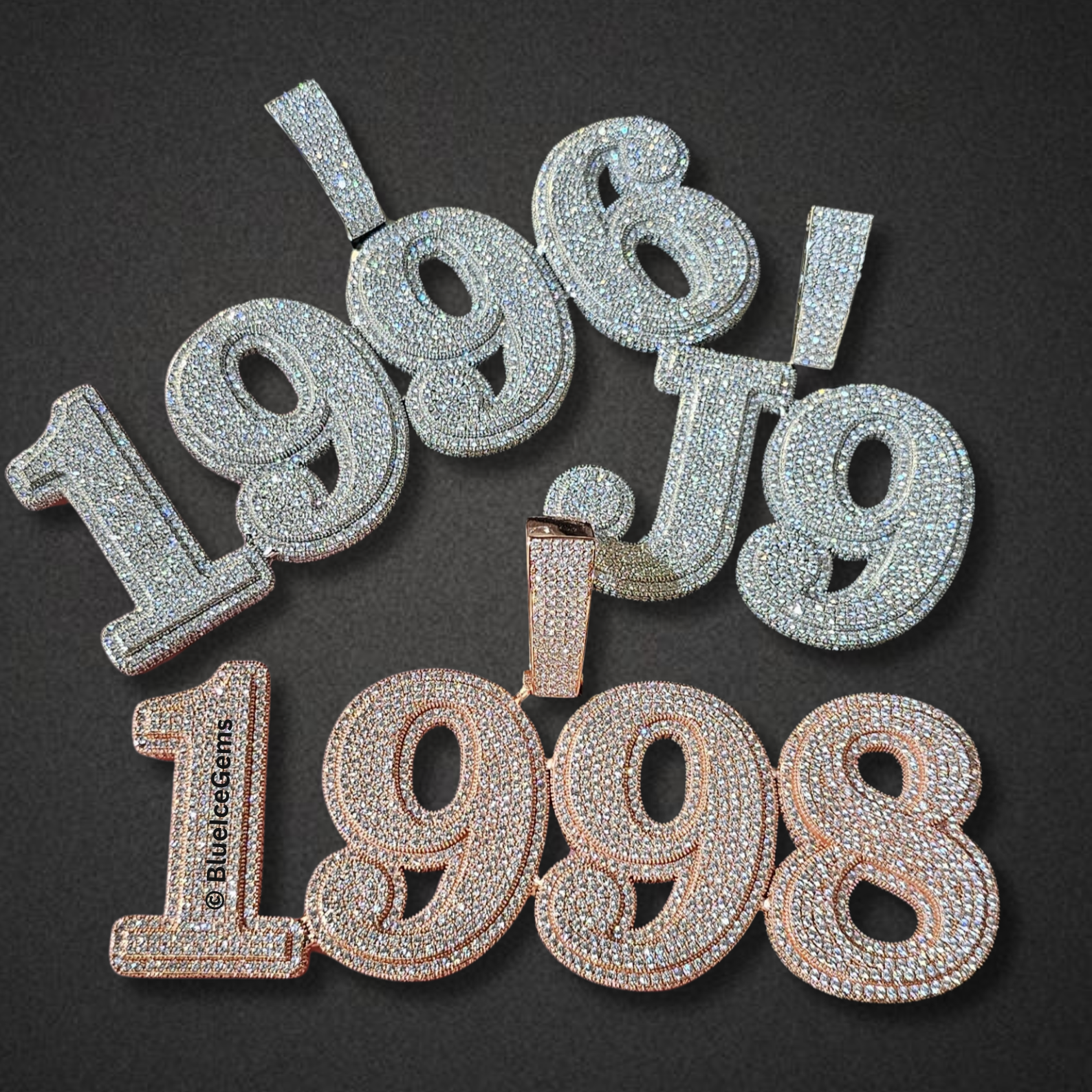 Custom Iced-Out Number and Initial Necklace