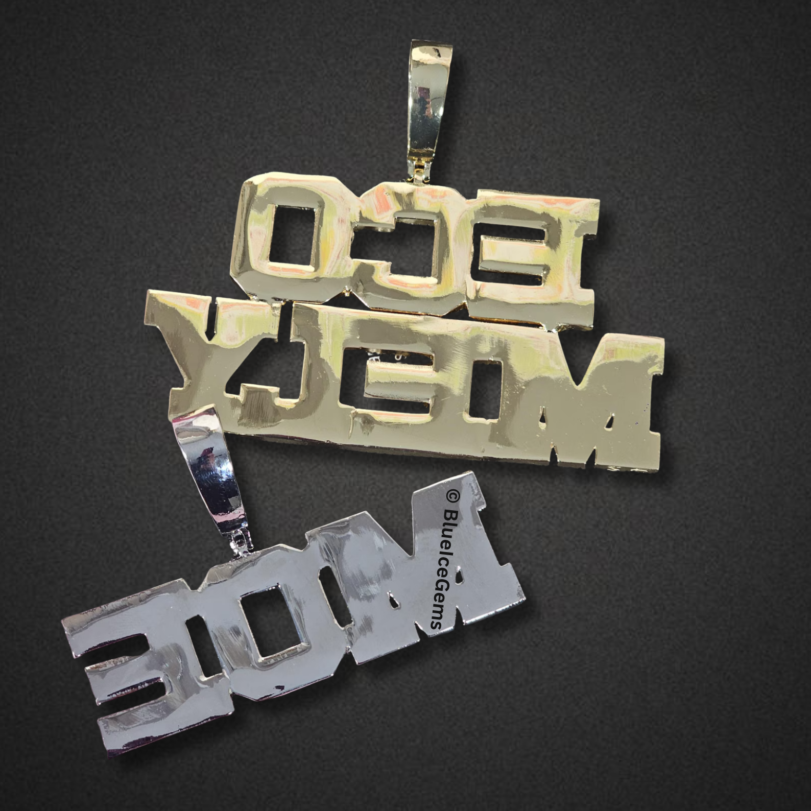 Iced-Out Block Letter Name & Number Necklace