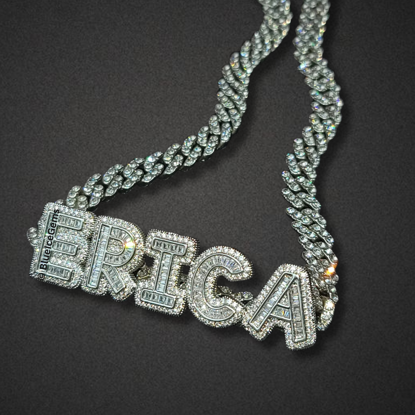 Custom Iced-Out Block Letter Name Necklace