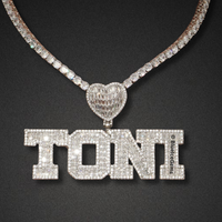 Custom Iced-Out Heart & Block Letter Name Necklace