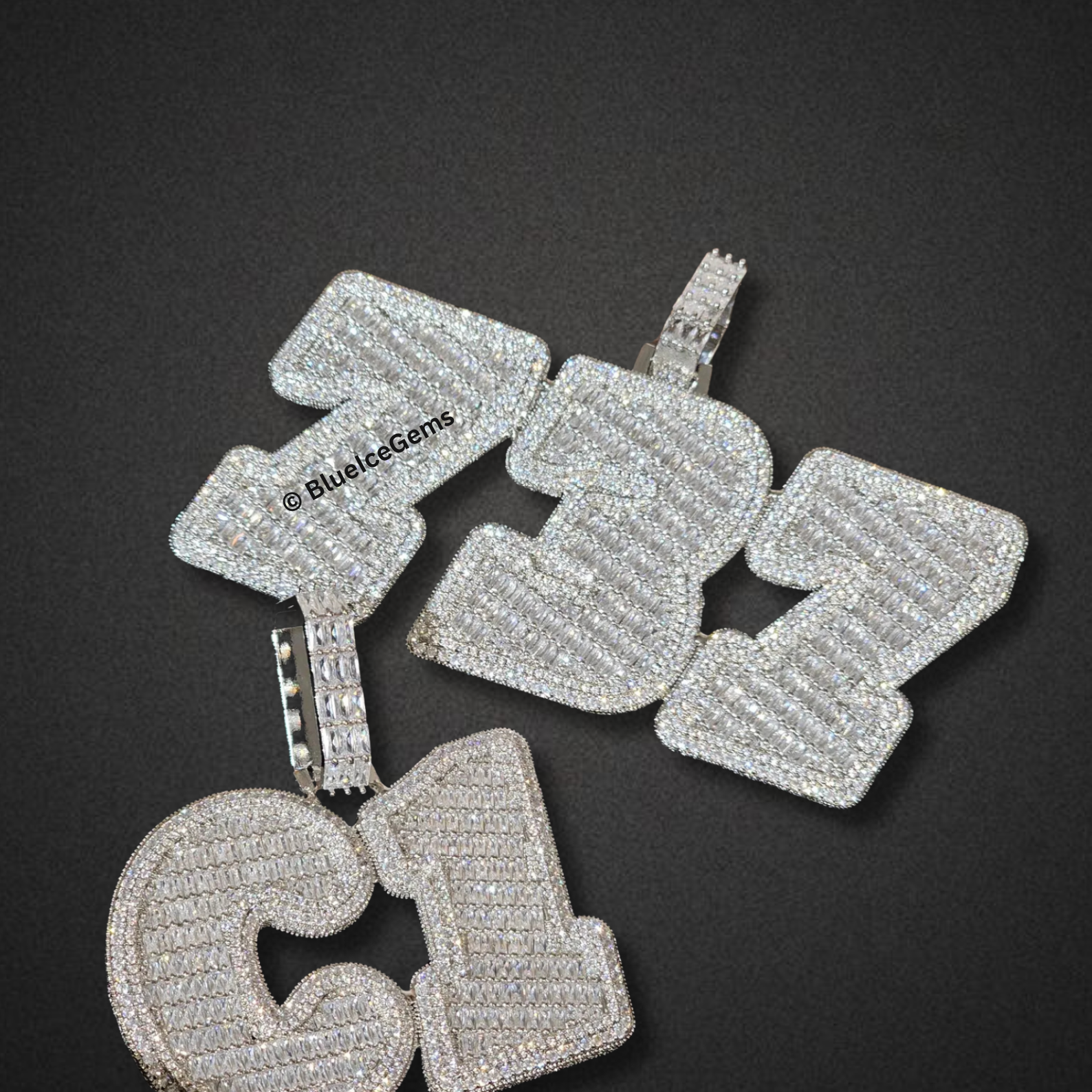 Custom Iced-Out Initial & Number Necklace
