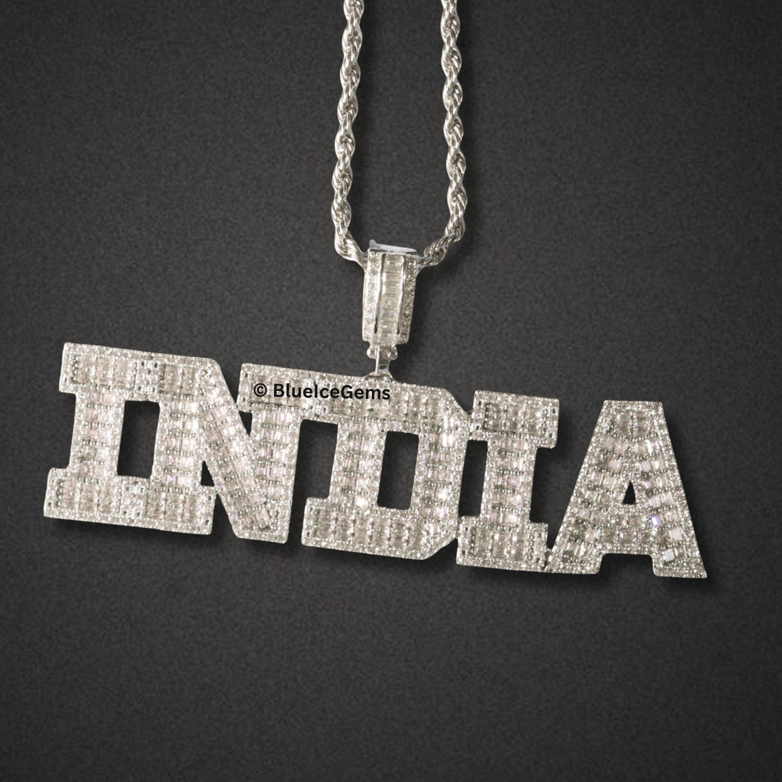 Custom Iced-Out Block Letter Name Necklace