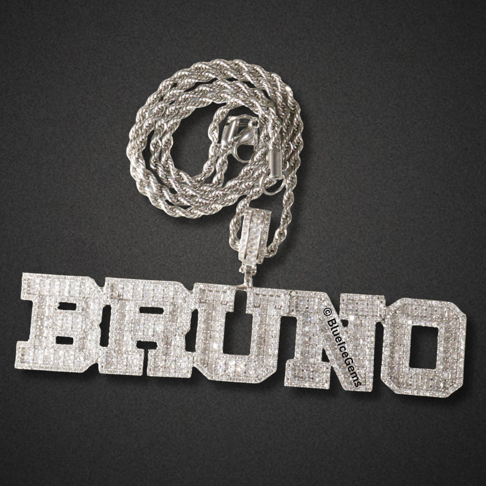Custom Iced-Out Block Letter Name Necklace