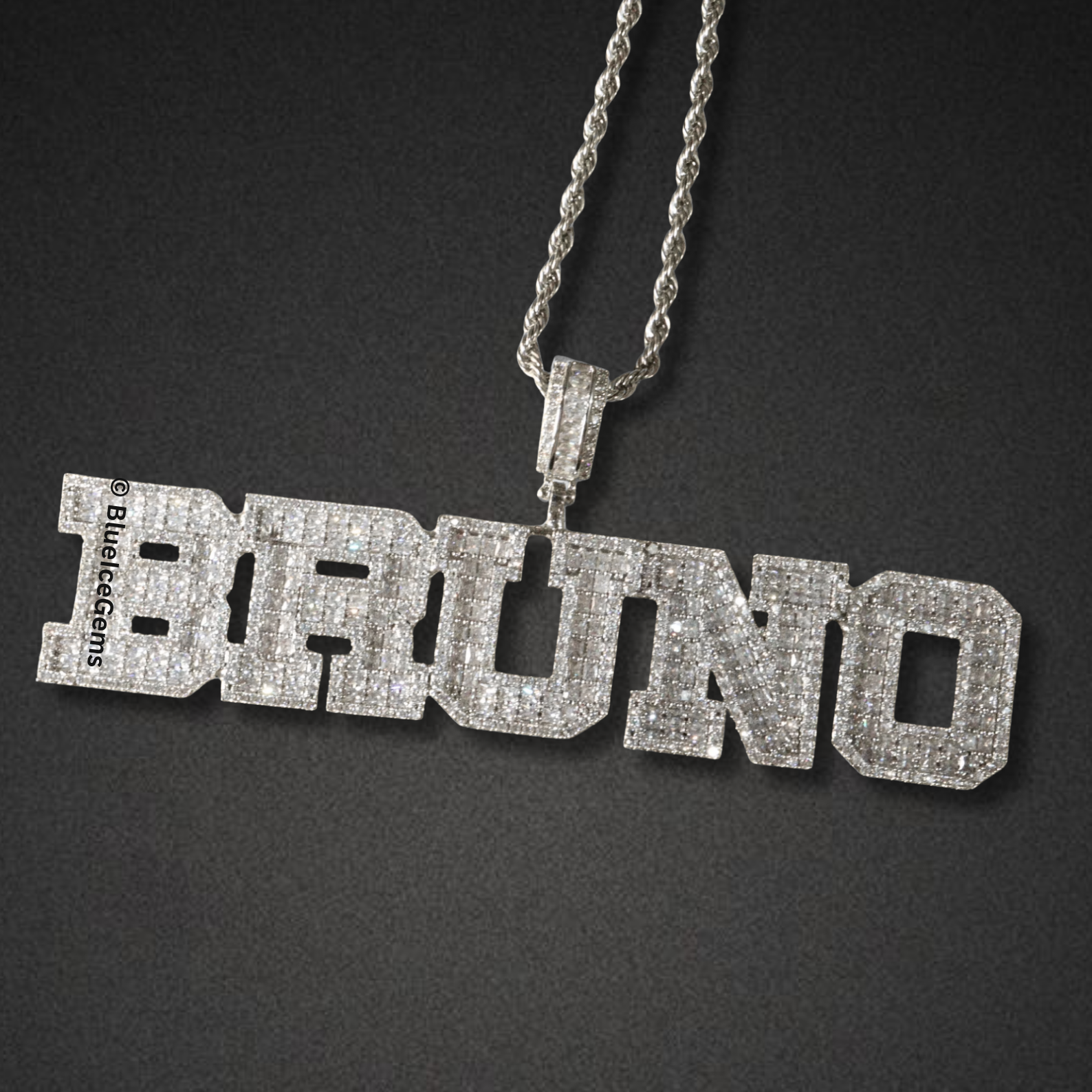 Custom Iced-Out Block Letter Name Necklace