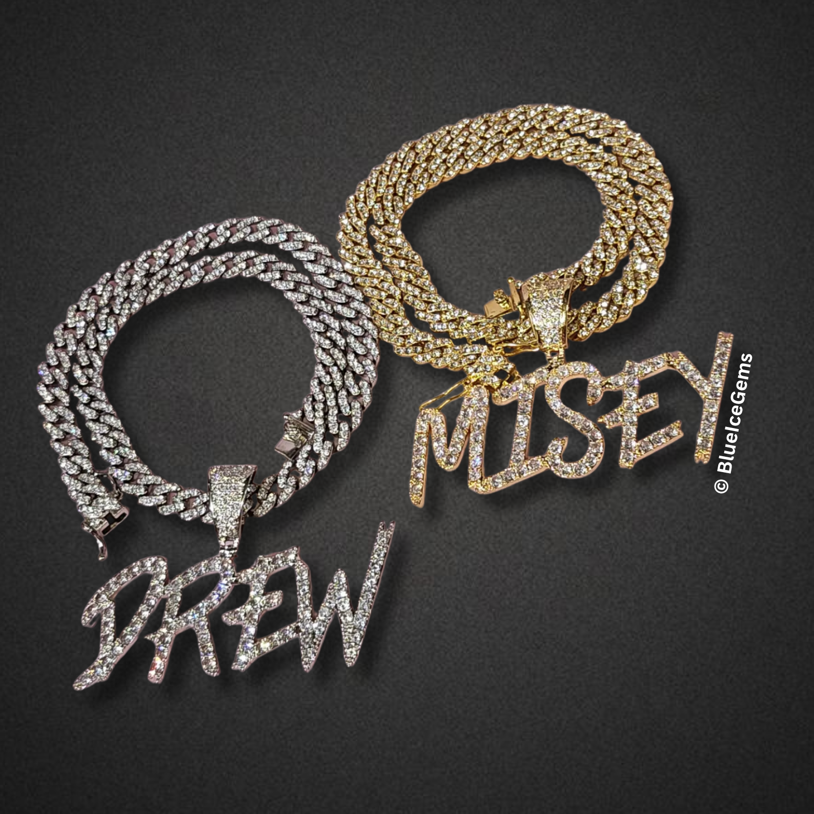 Custom Iced-Out Graffiti and Cursive Name Necklaces