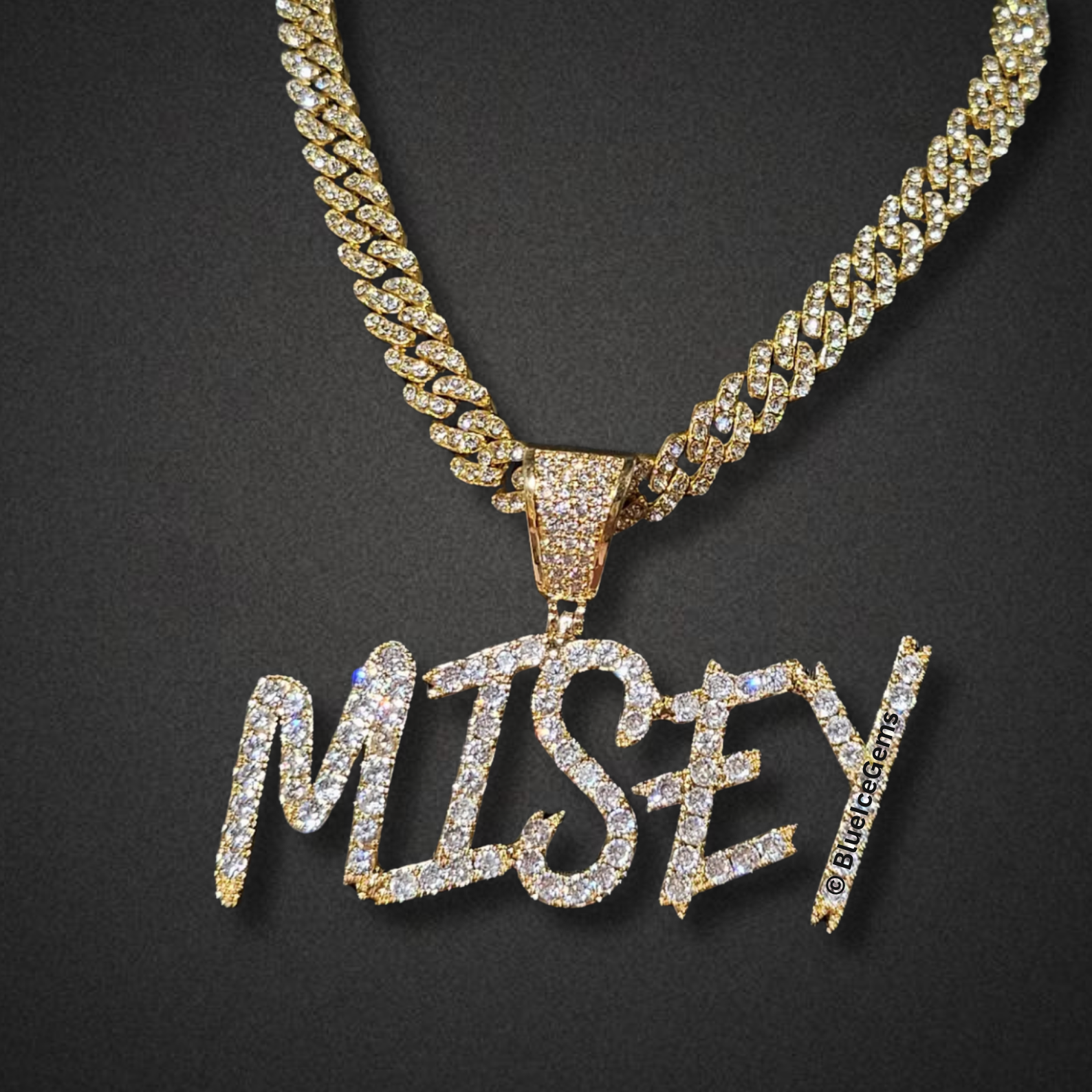 Custom Iced-Out Graffiti and Cursive Name Necklaces