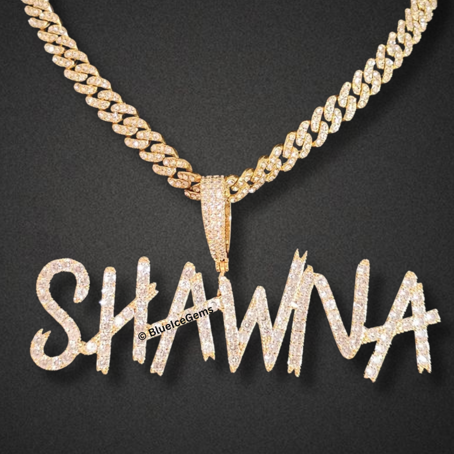 Custom Iced-Out Graffiti and Cursive Name Necklaces
