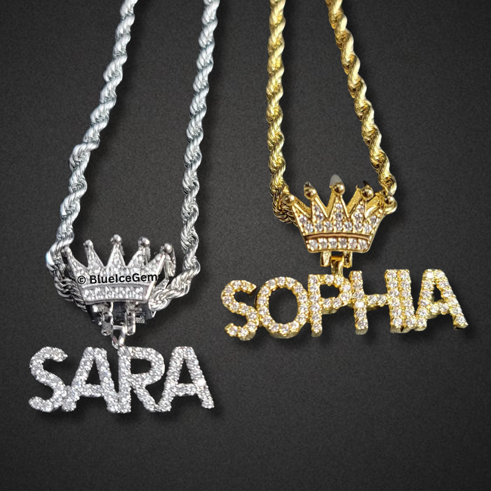 Custom Crown Name Necklace