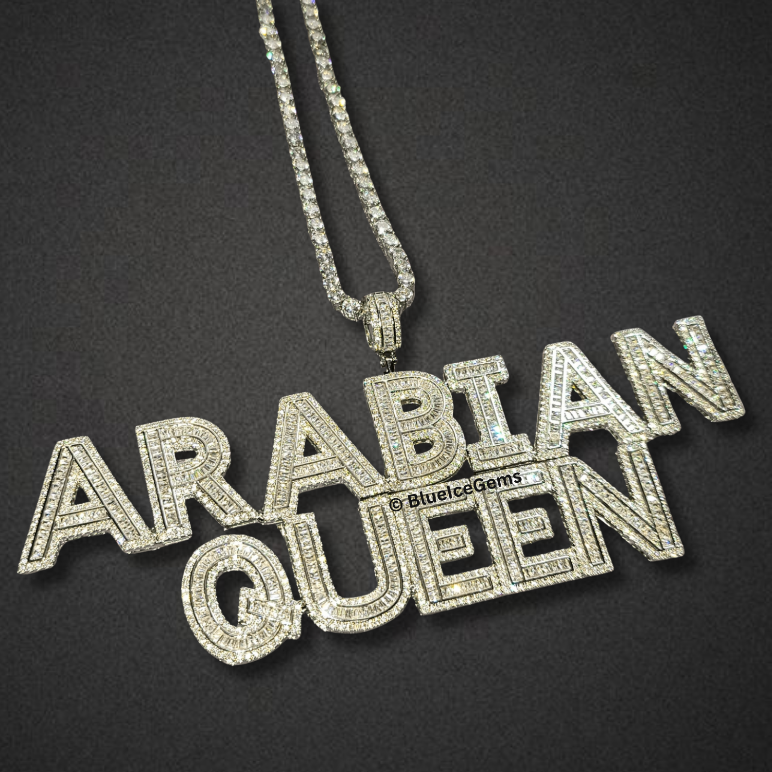 Iced-Out "Arabian Queen" Nameplate Necklace