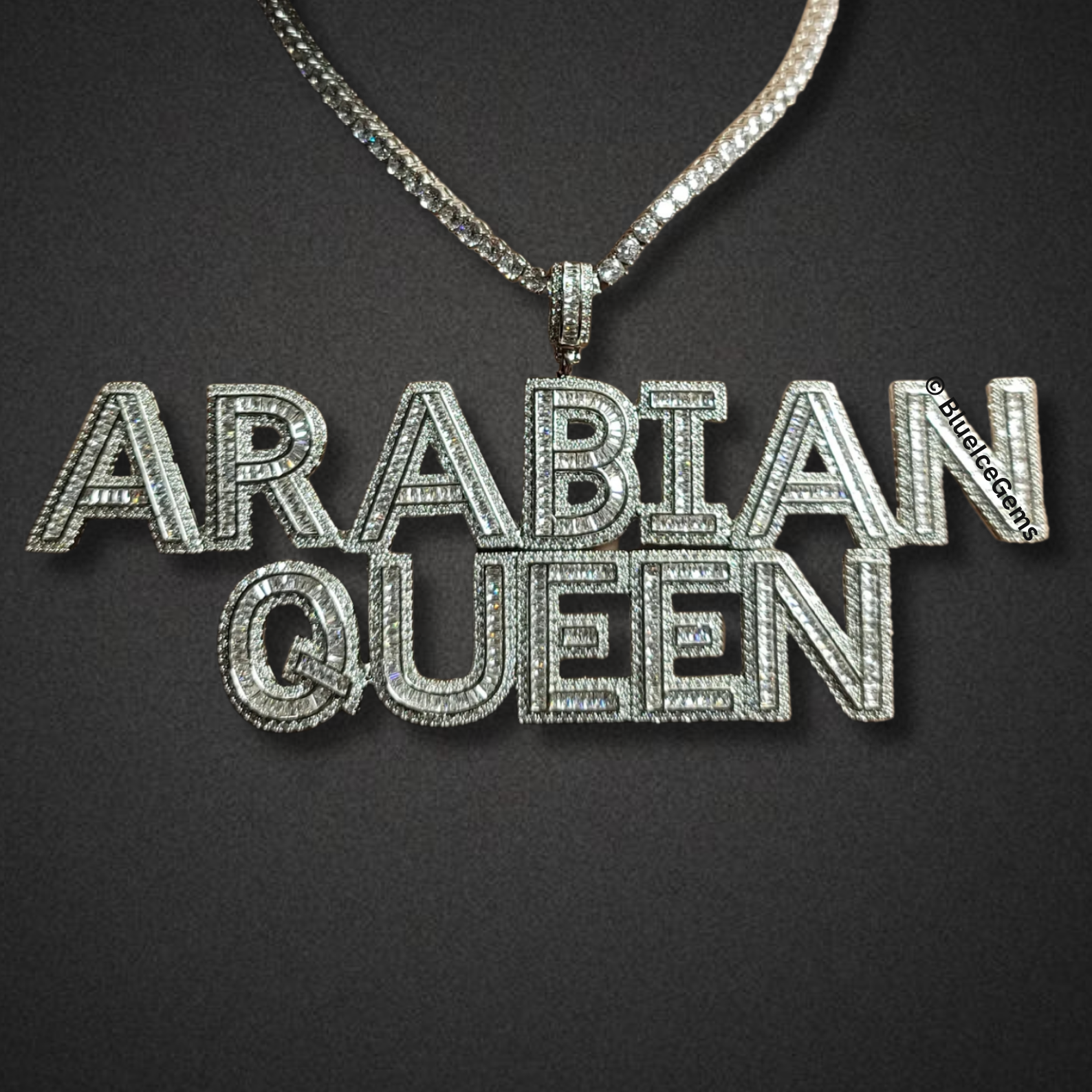 Iced-Out "Arabian Queen" Nameplate Necklace