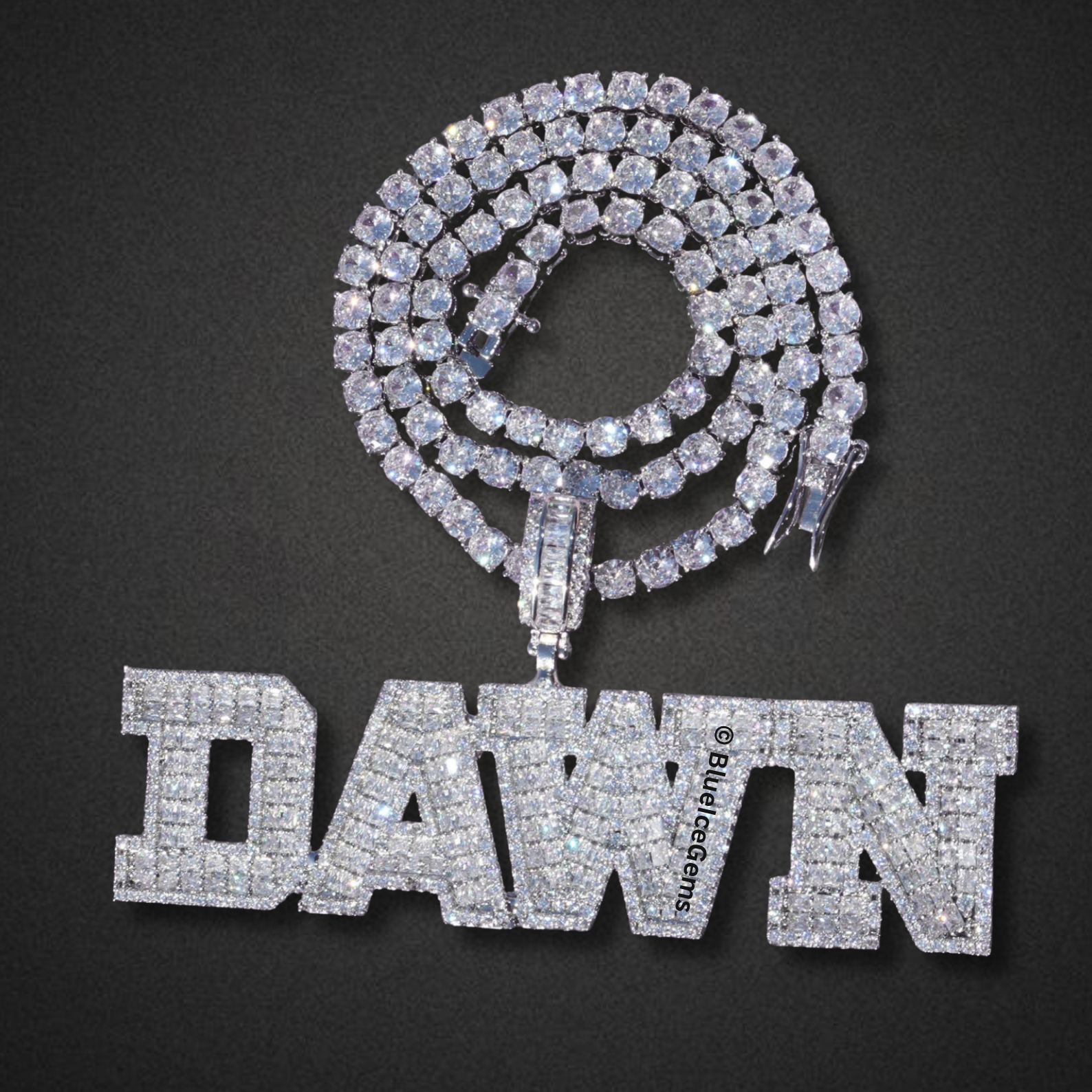 Custom Iced-Out Block Letter Name Necklace