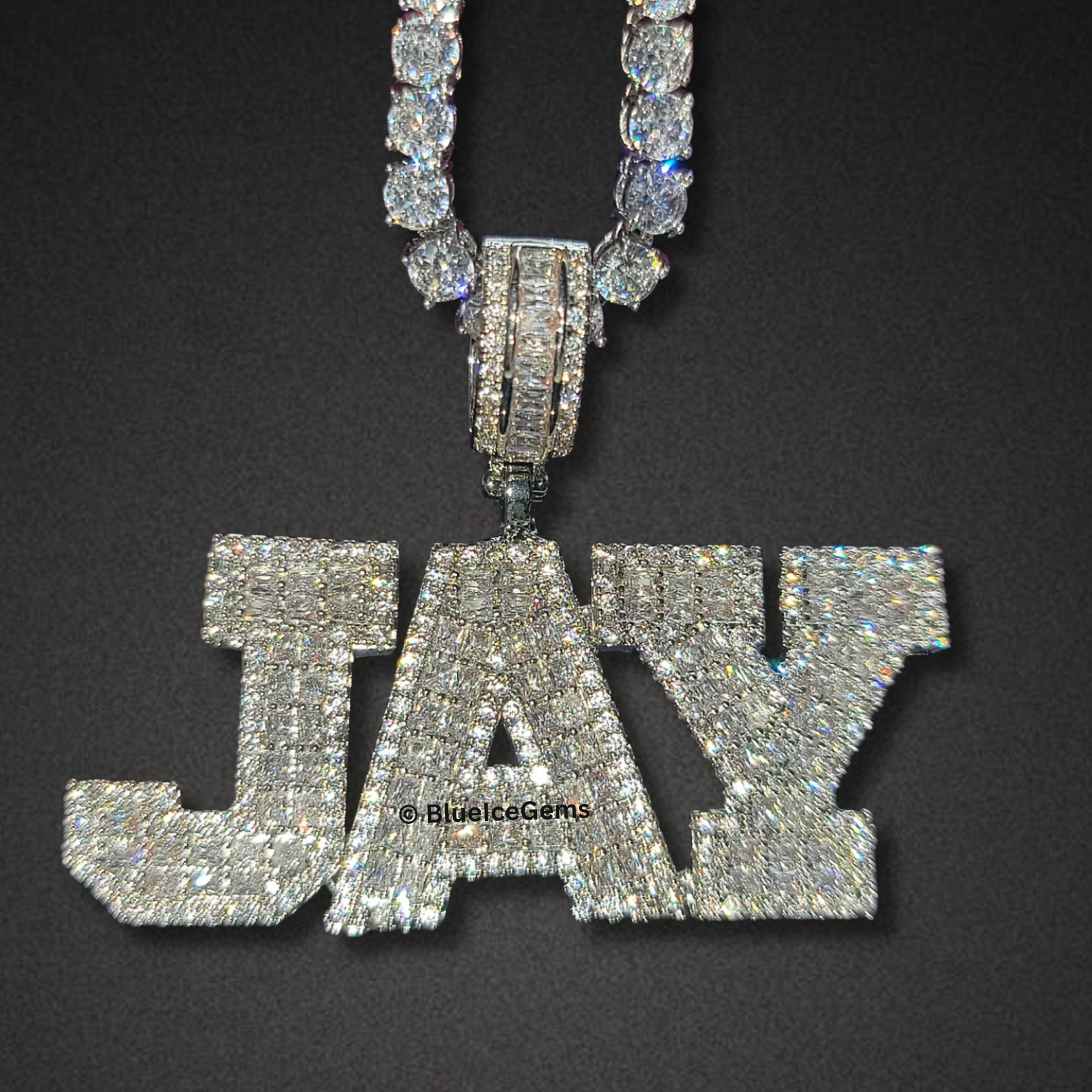 Custom Iced-Out Block Letter Name Necklace