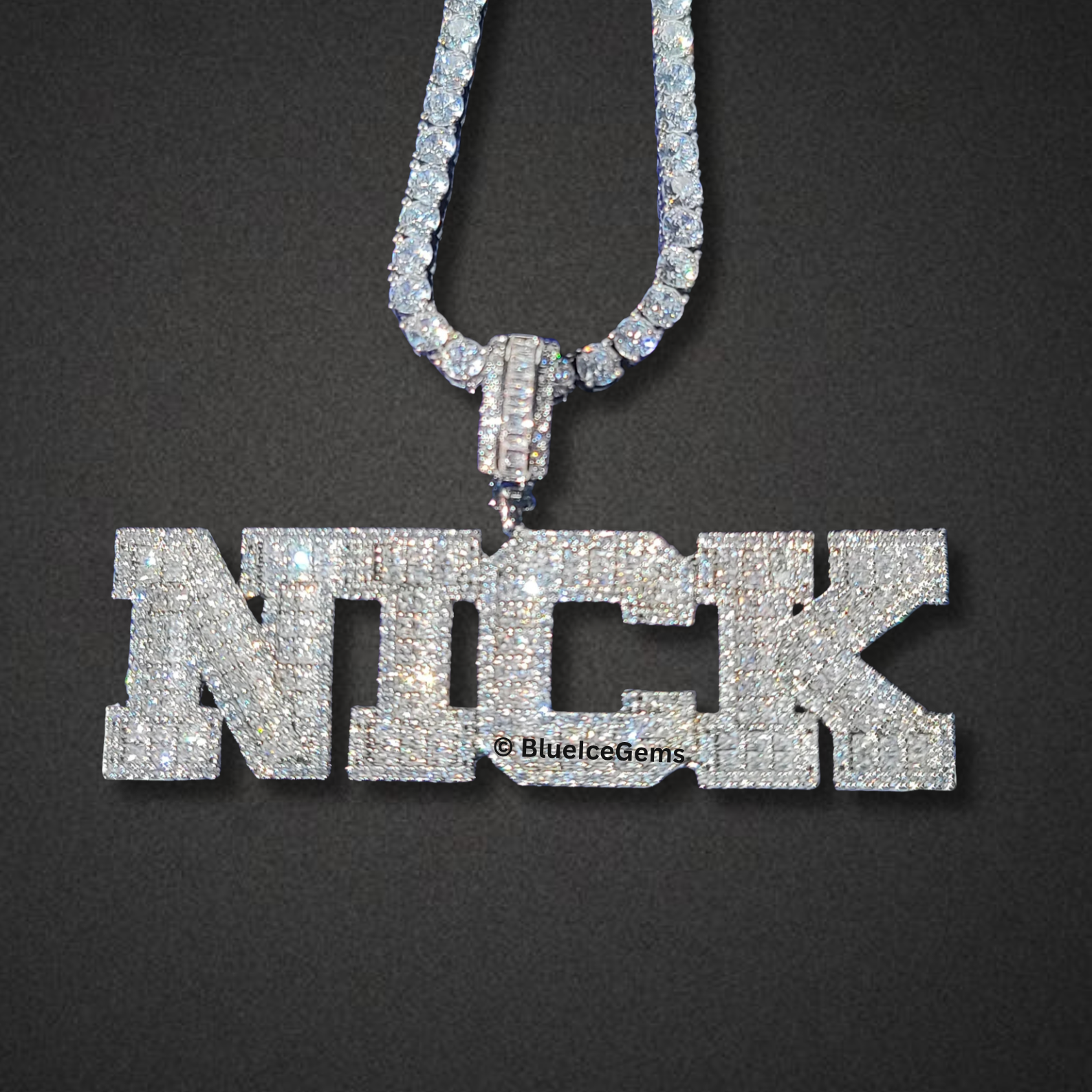 Custom Iced-Out Block Letter Name Necklace