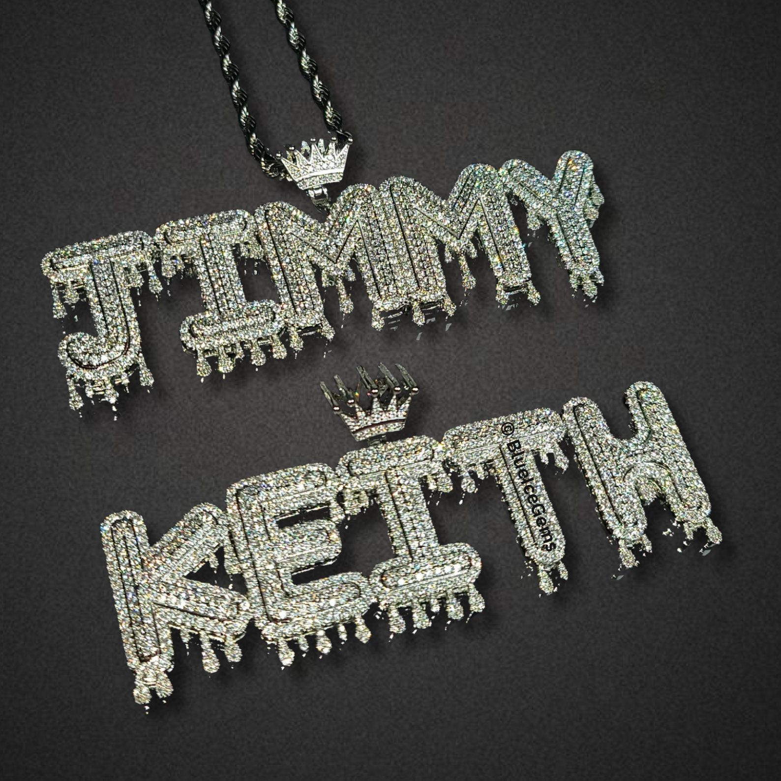 Custom Crown "Drip" Name Necklace
