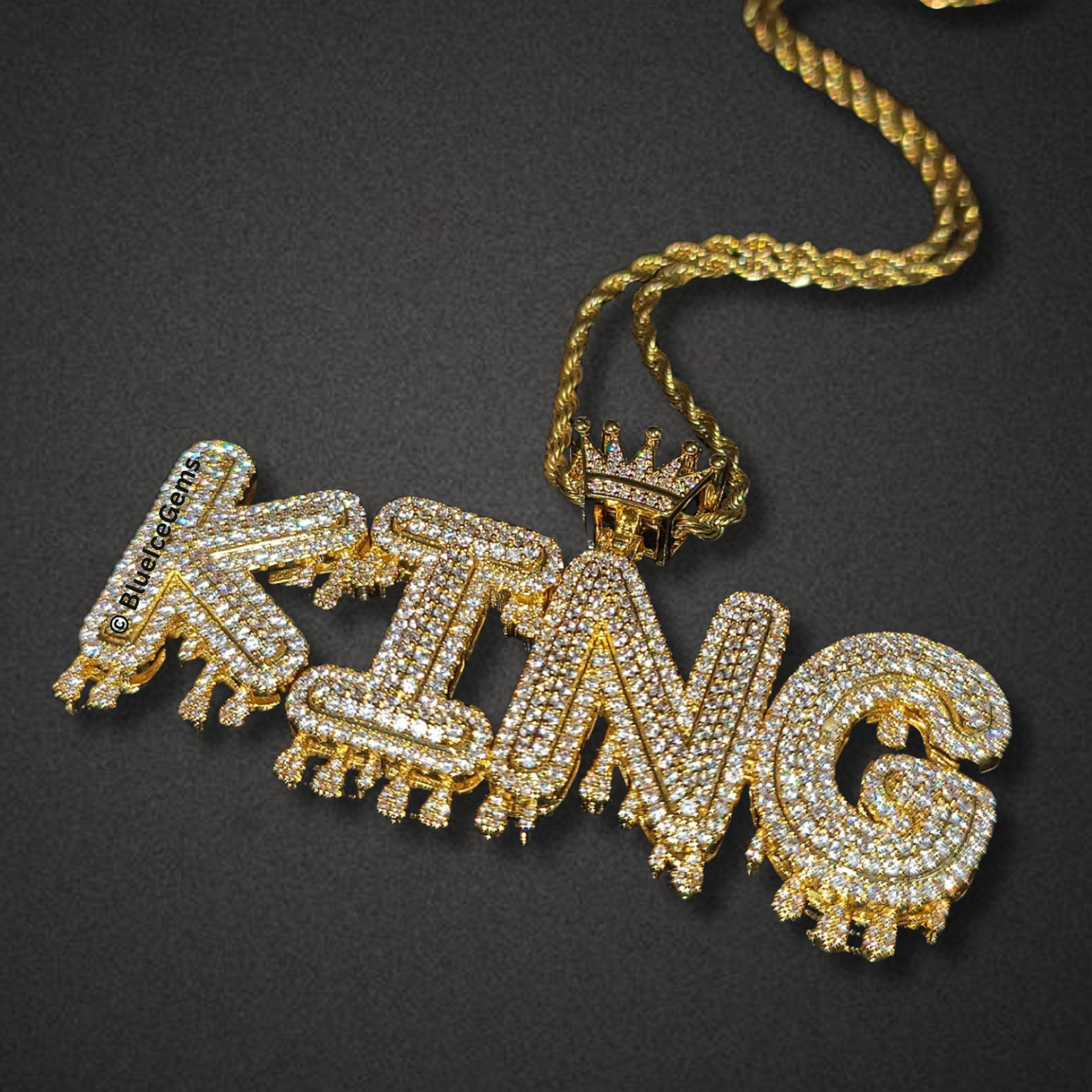 Custom Crown "Drip" Name Necklace