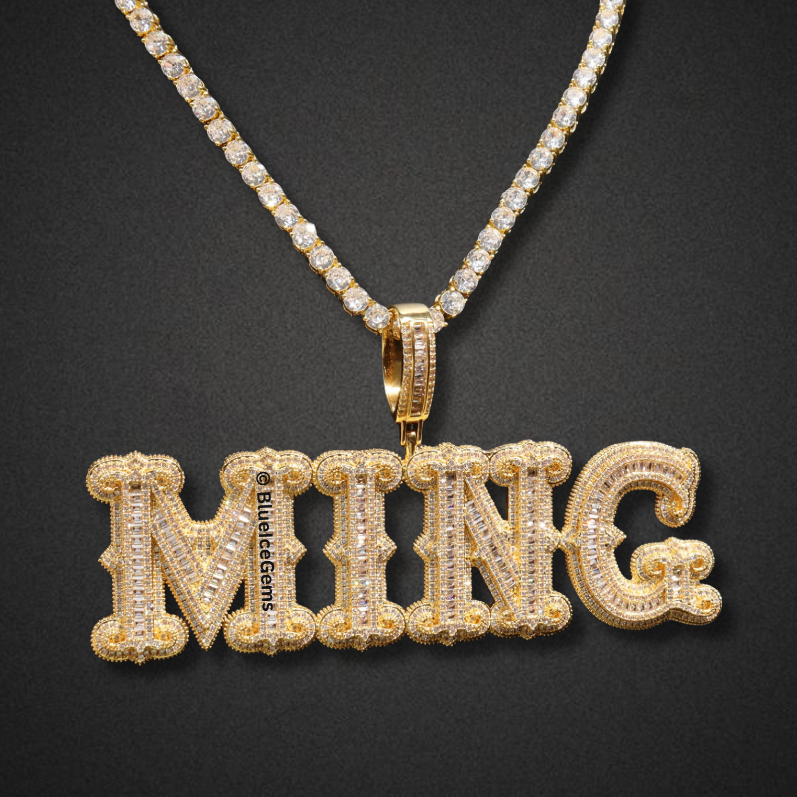 Custom Iced-Out Block Letter Name Necklace