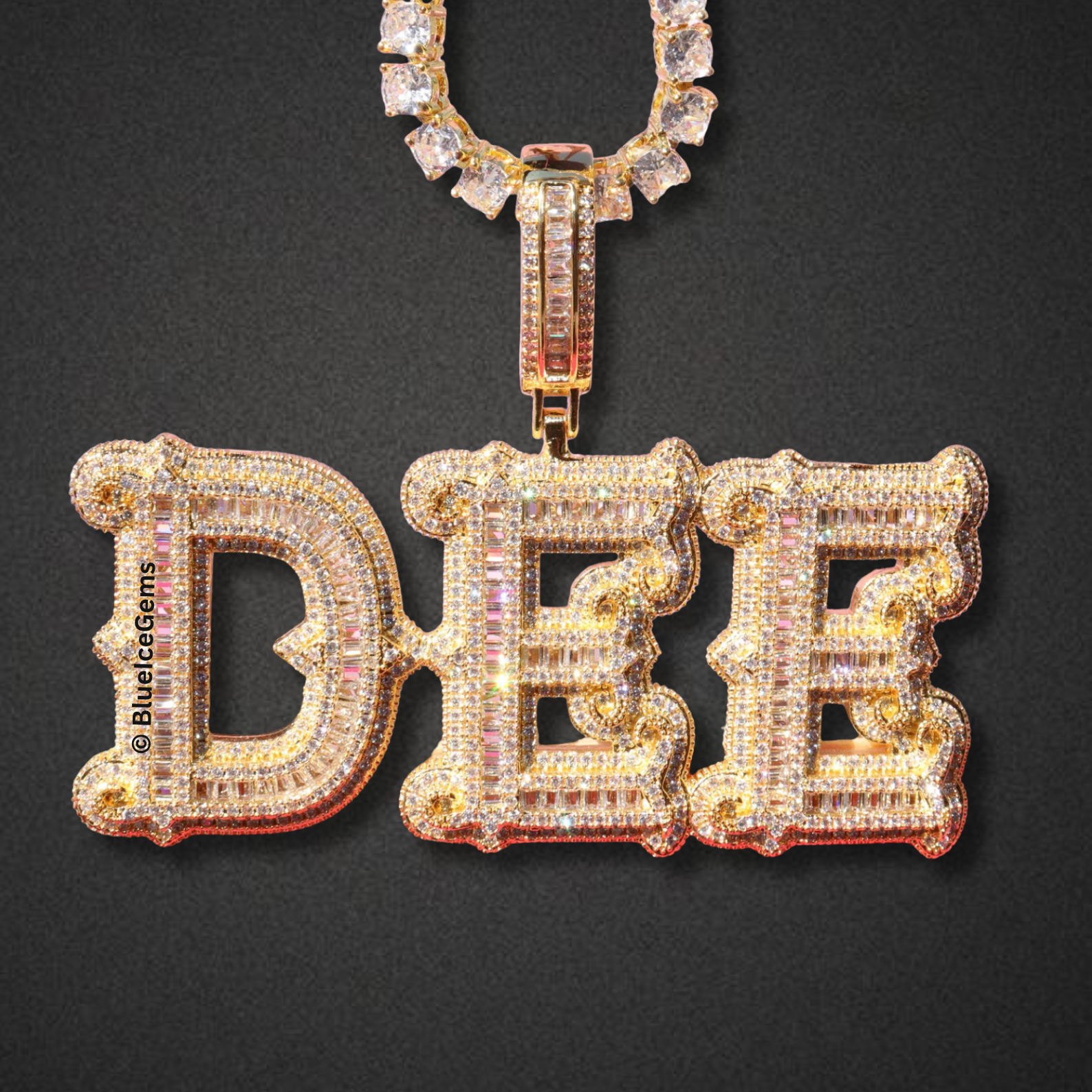 Custom Iced-Out Block Letter Name Necklace