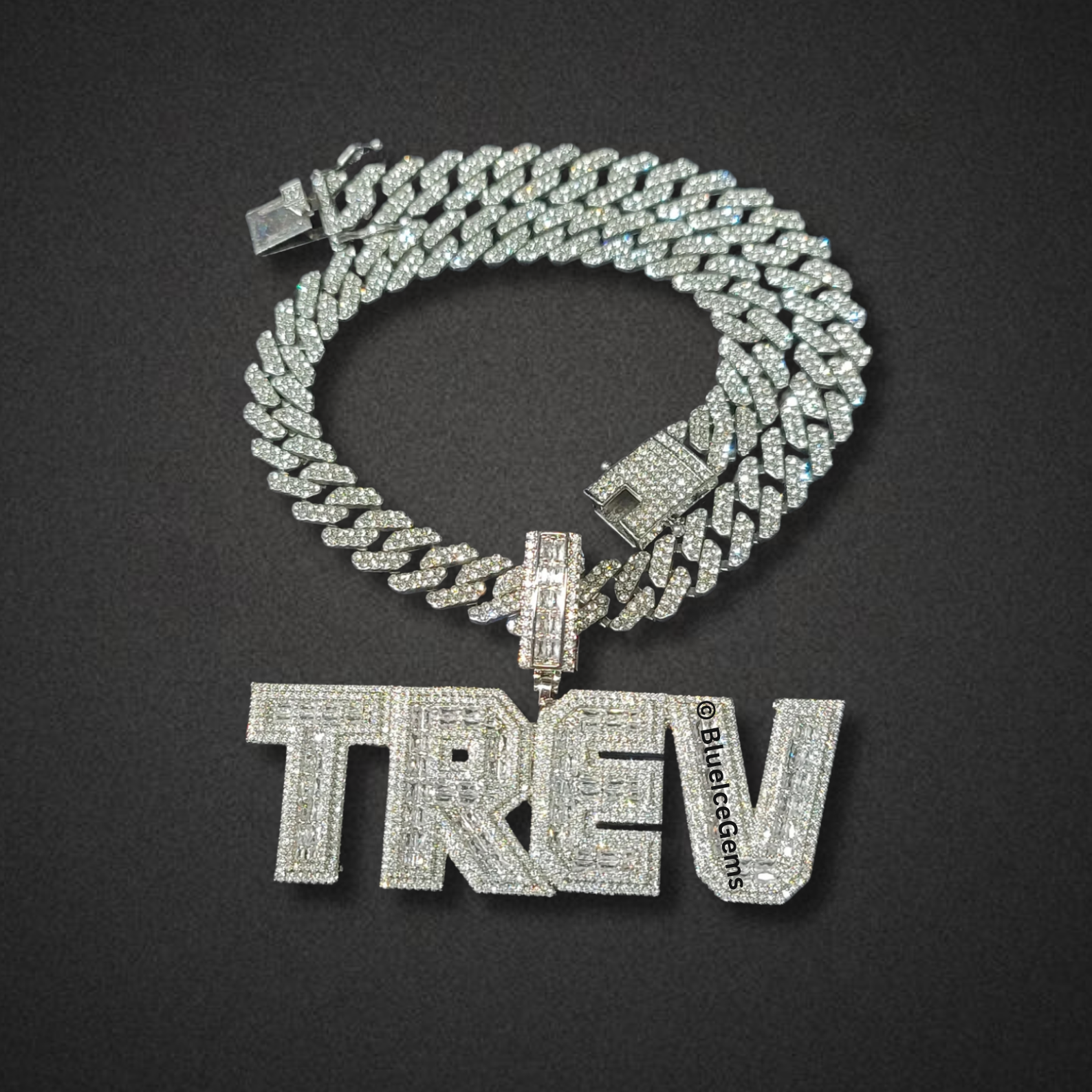 Custom Iced-Out Block Font Nameplate Necklace