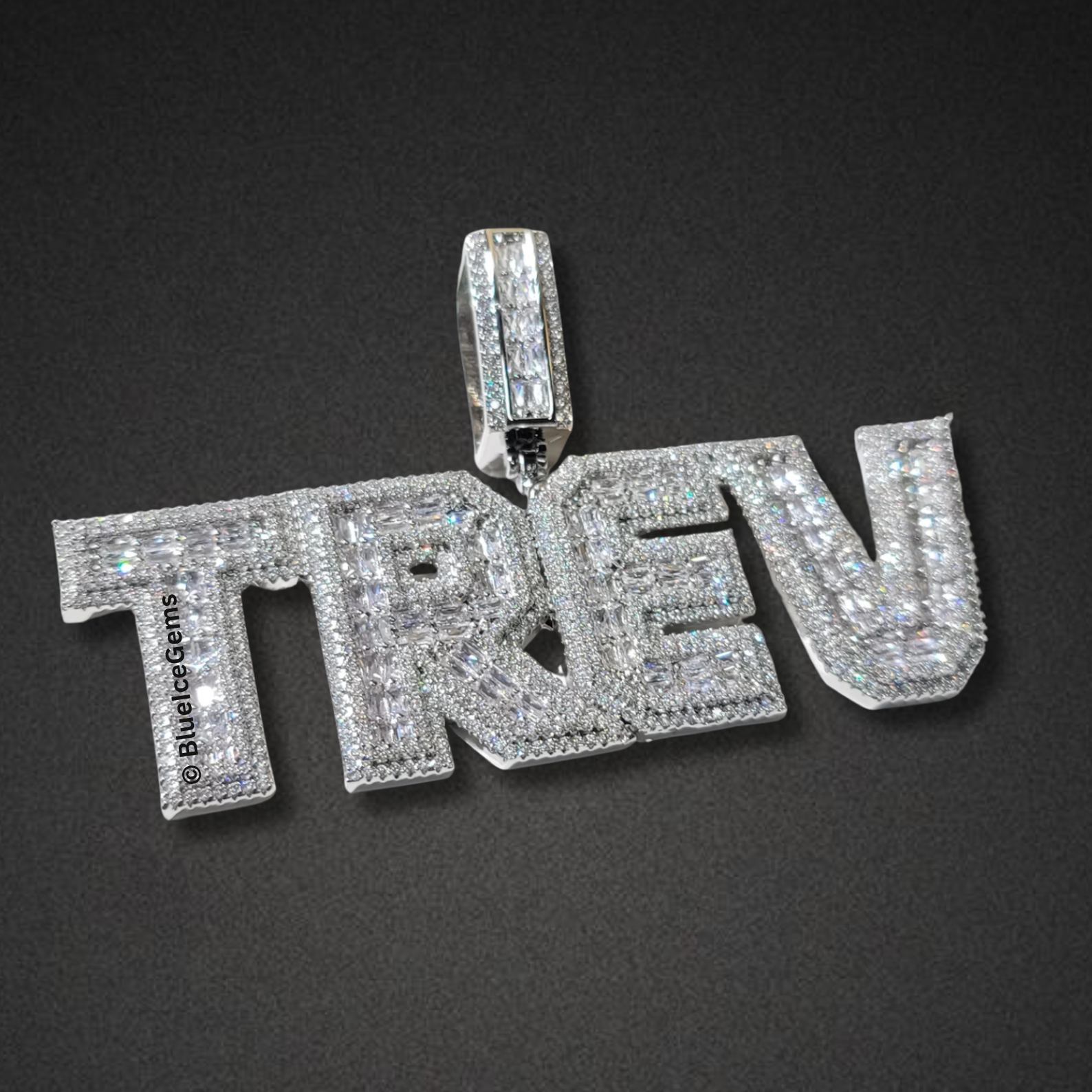 Custom Iced-Out Block Font Nameplate Necklace