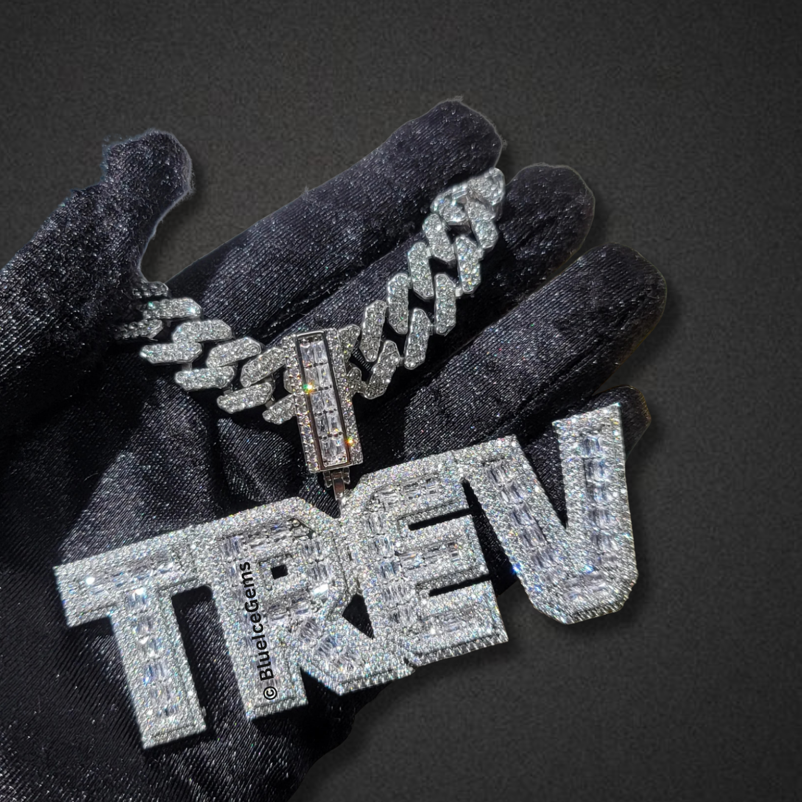 Custom Iced-Out Block Font Nameplate Necklace