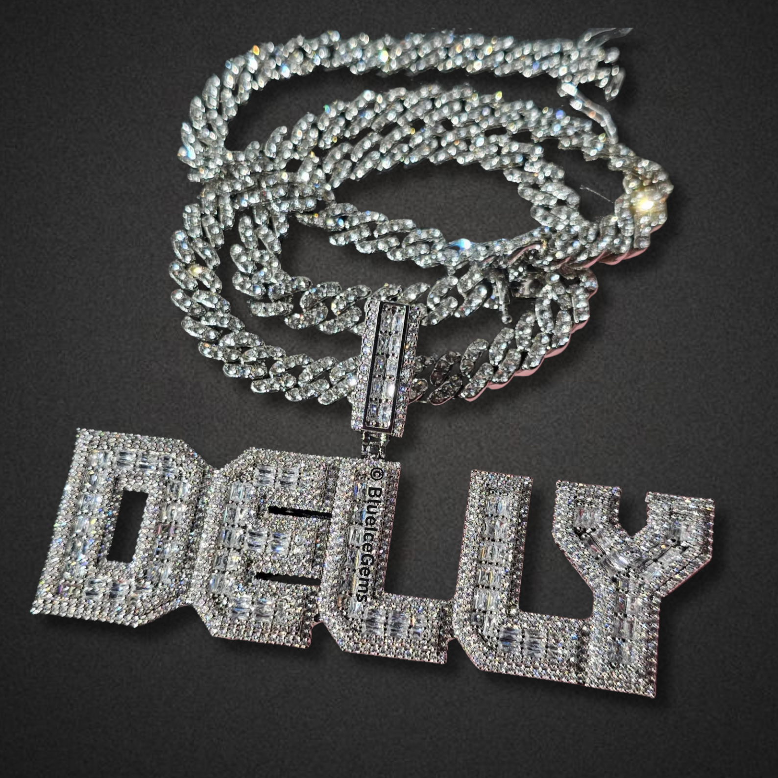 Custom Iced-Out Block Font Nameplate Necklace