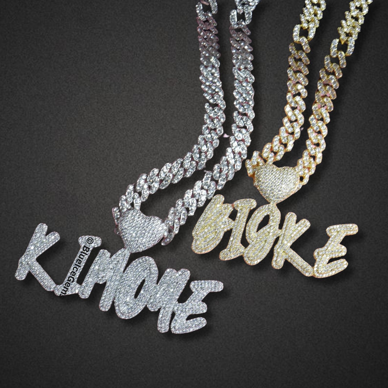 Custom "GRAFFITI" Nameplate with Heart Necklace