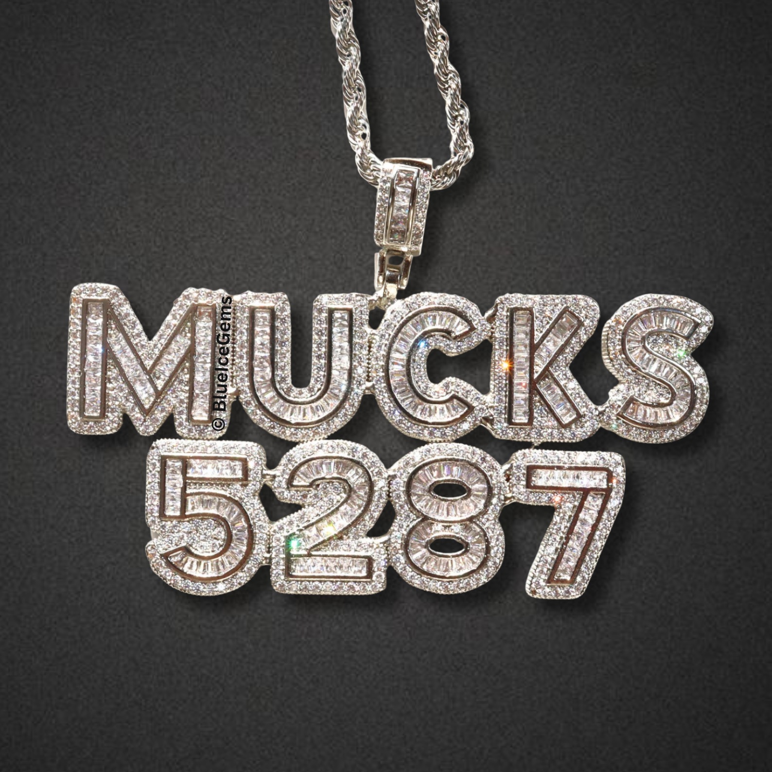 Custom "MUCKS 5287" Block Letter Necklace