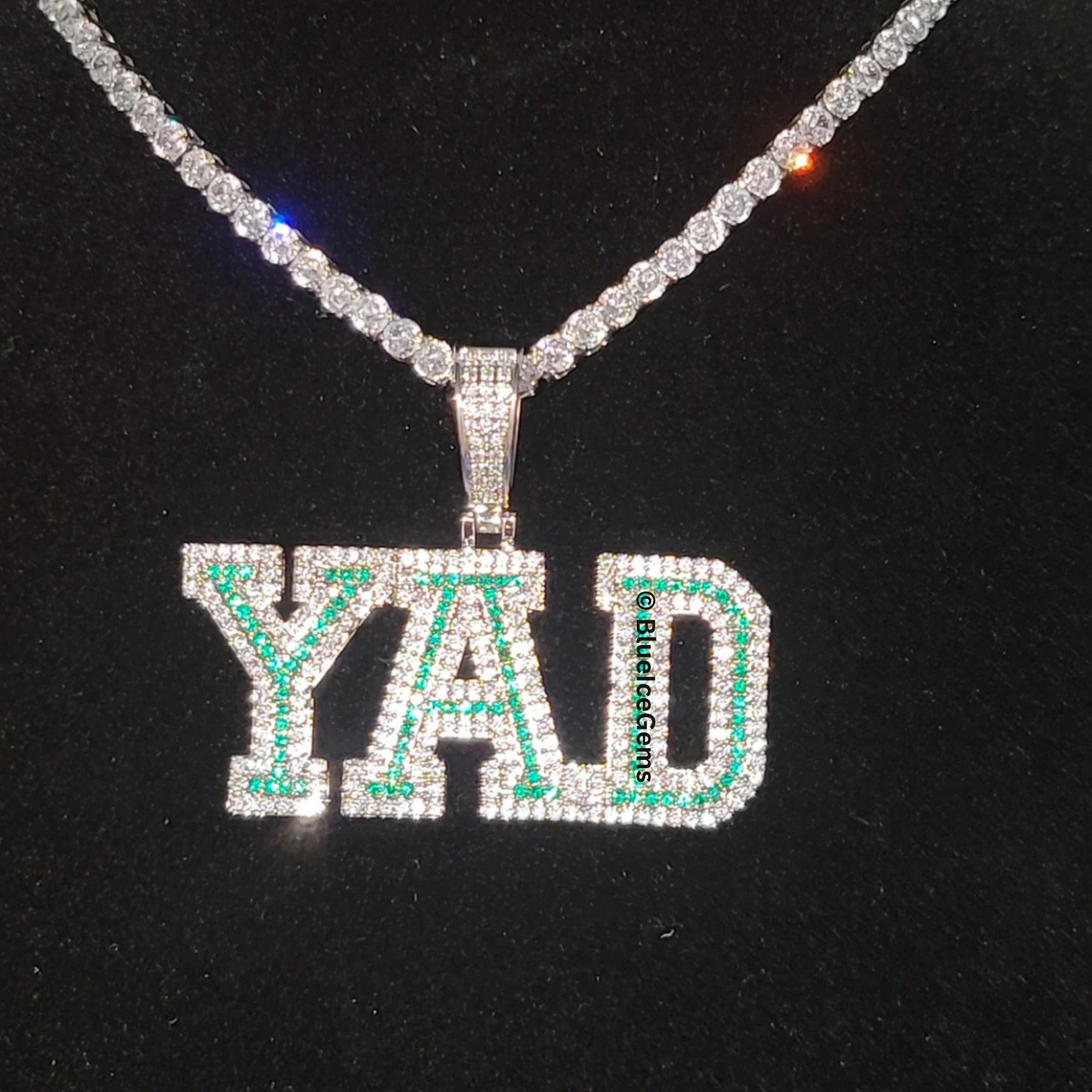 Custom Two-Tone Block Letter Nameplate Necklace