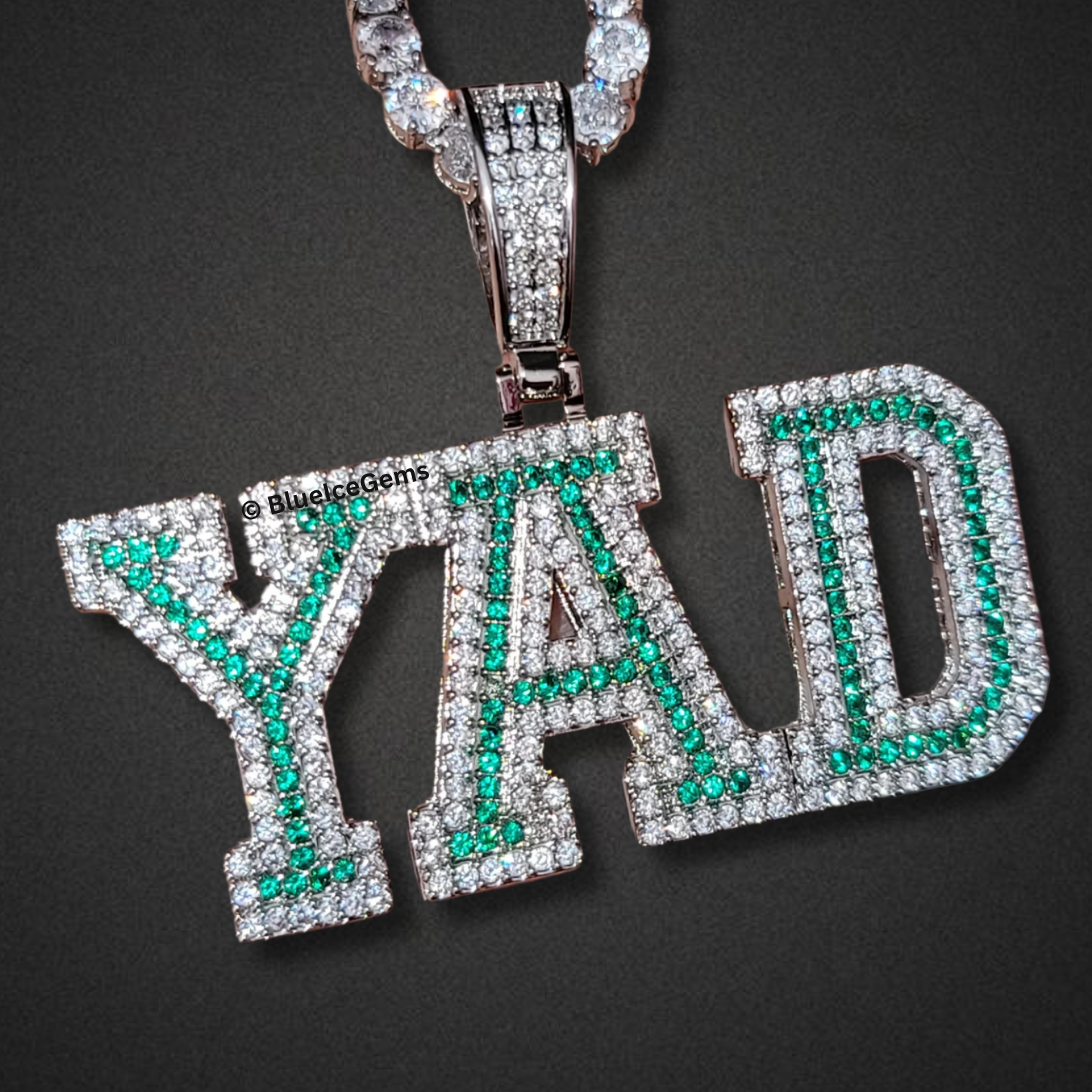 Custom Two-Tone Block Letter Nameplate Necklace