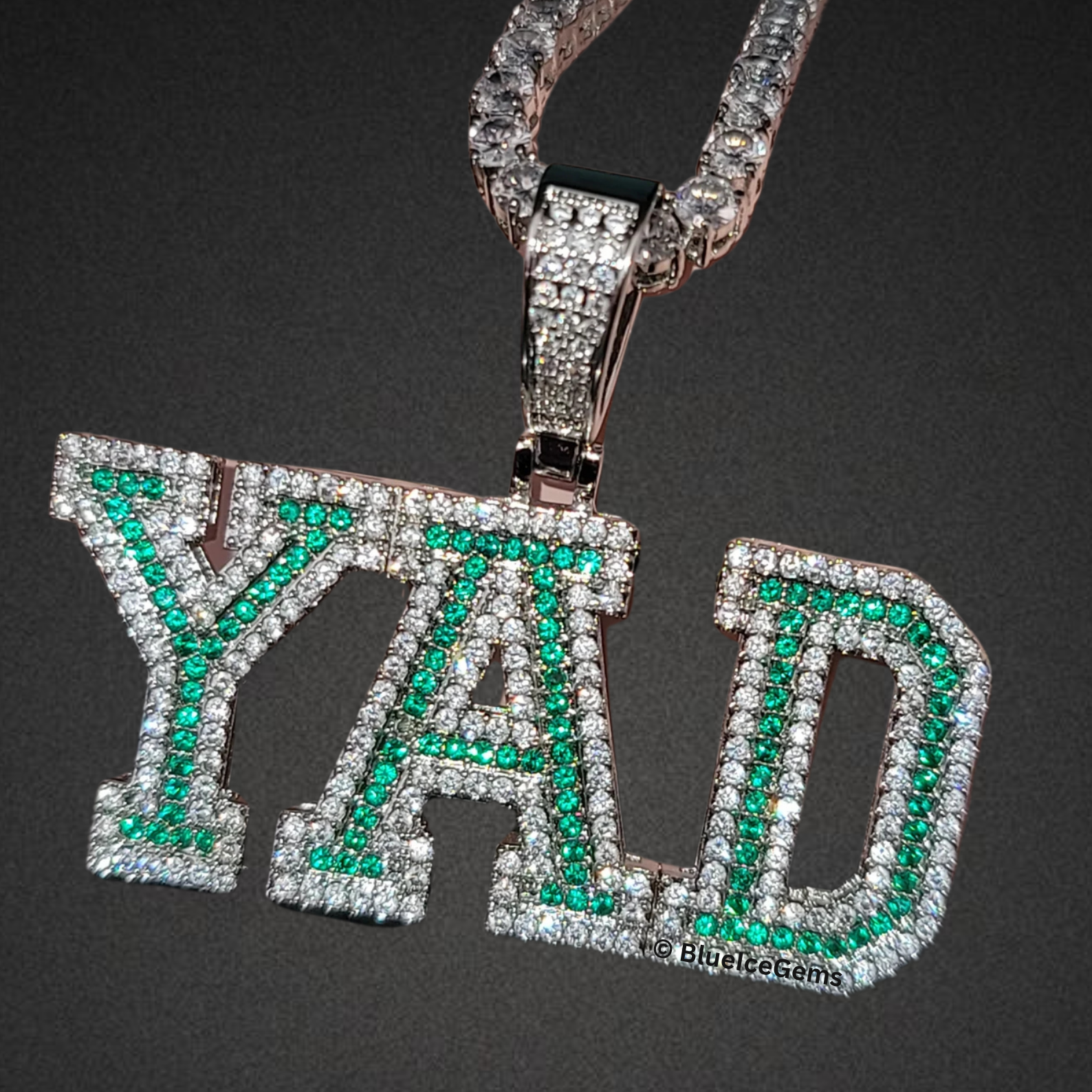 Custom Two-Tone Block Letter Nameplate Necklace