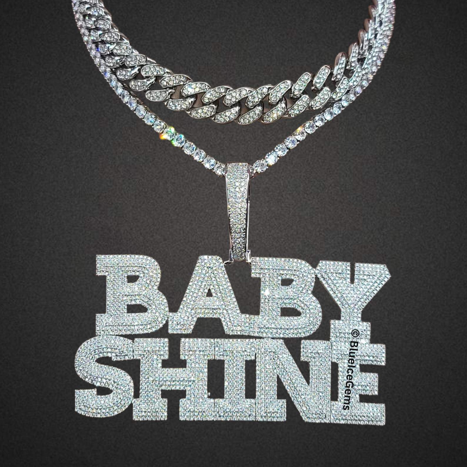 Custom Iced-Out "BABY SHINE" Nameplate Necklace