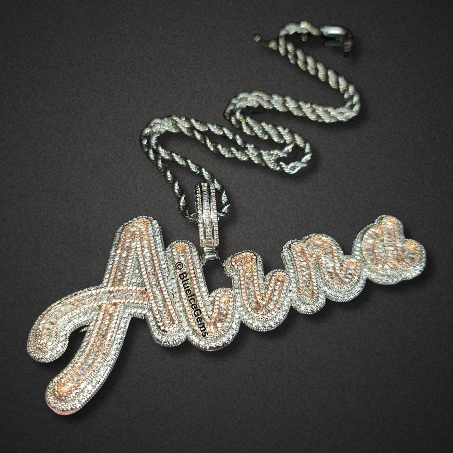 Custom Two-Tone Script Nameplate Necklace