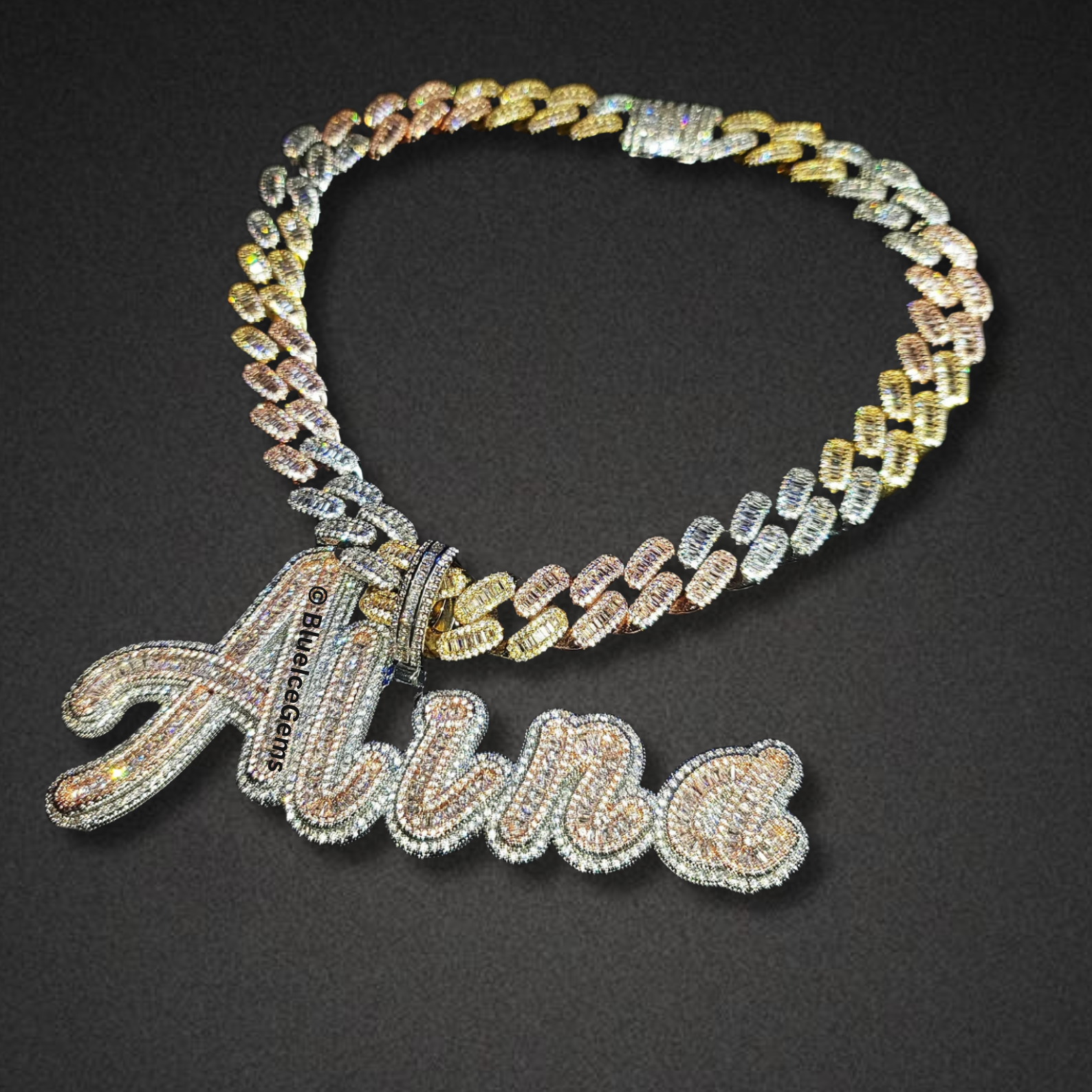 Custom Two-Tone Script Nameplate Necklace