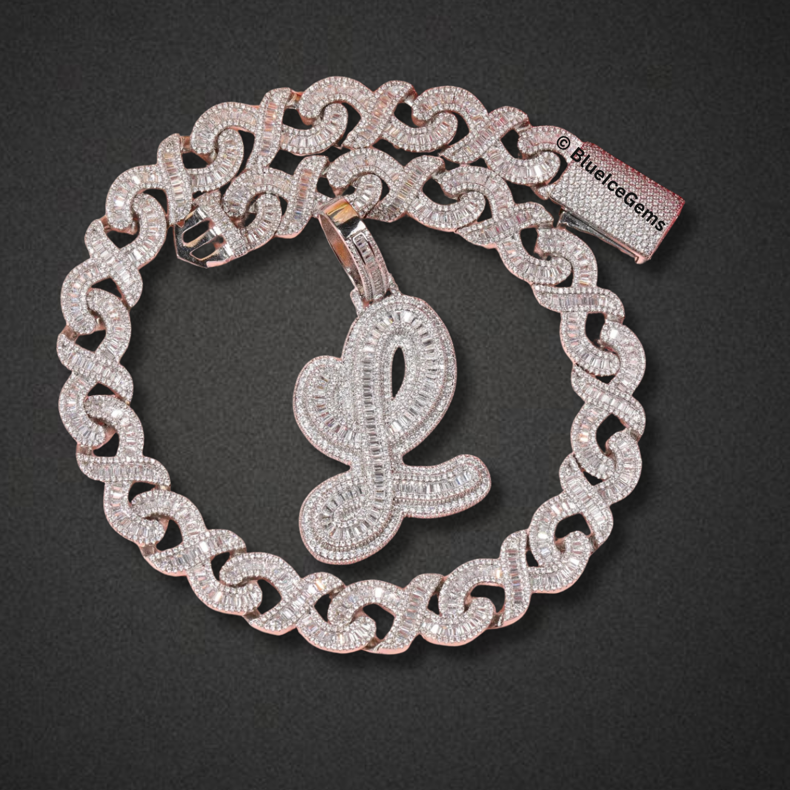 Custom Iced-Out Initial "M" Necklace