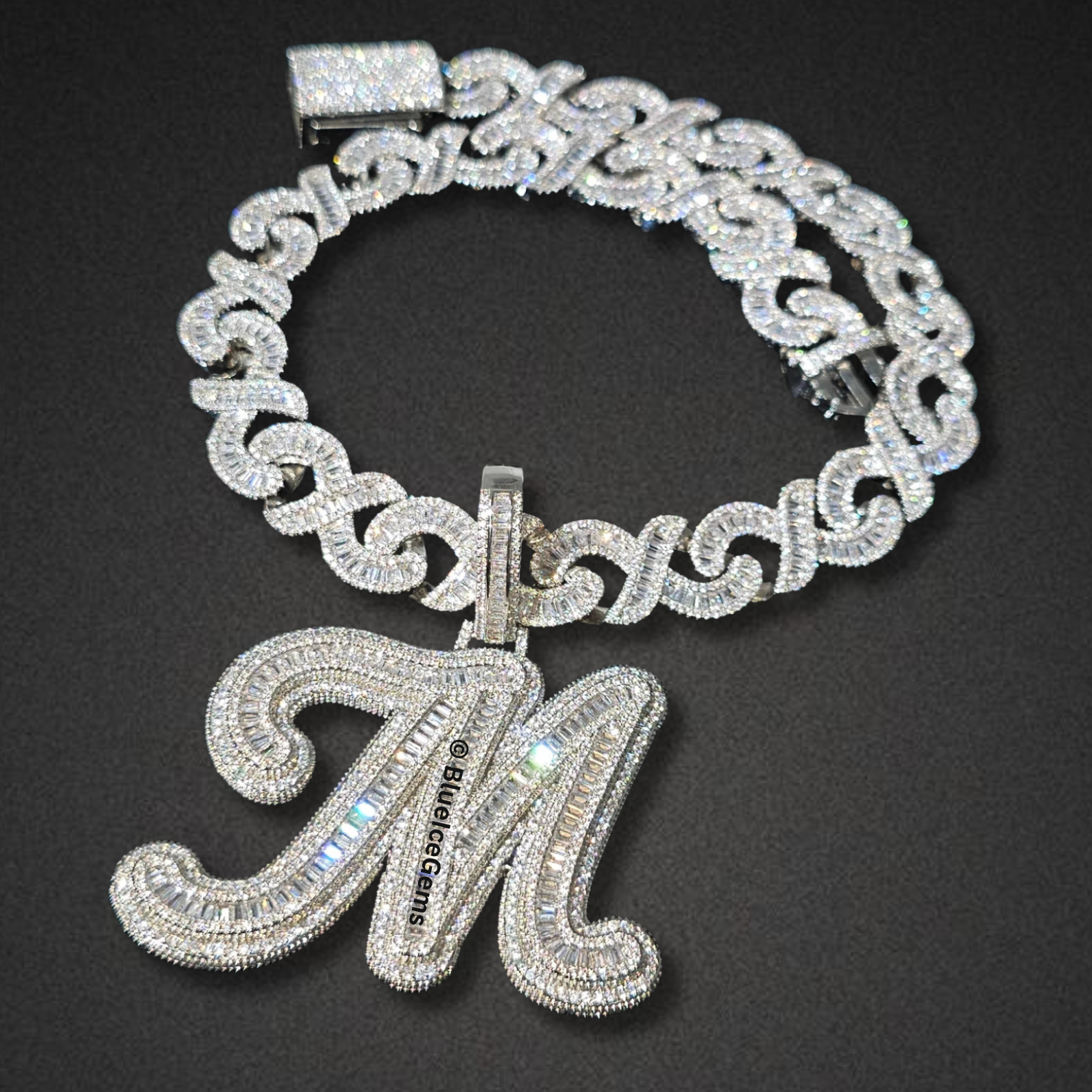 Custom Iced-Out Initial "M" Necklace