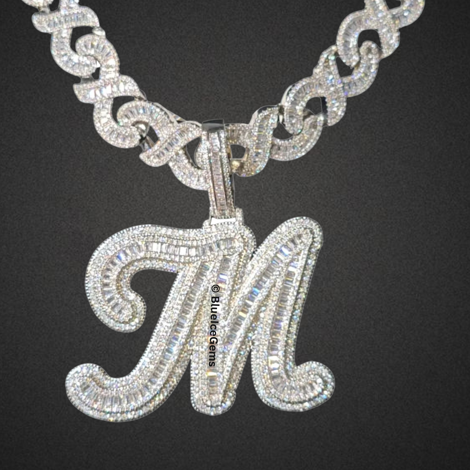 Custom Iced-Out Initial "M" Necklace