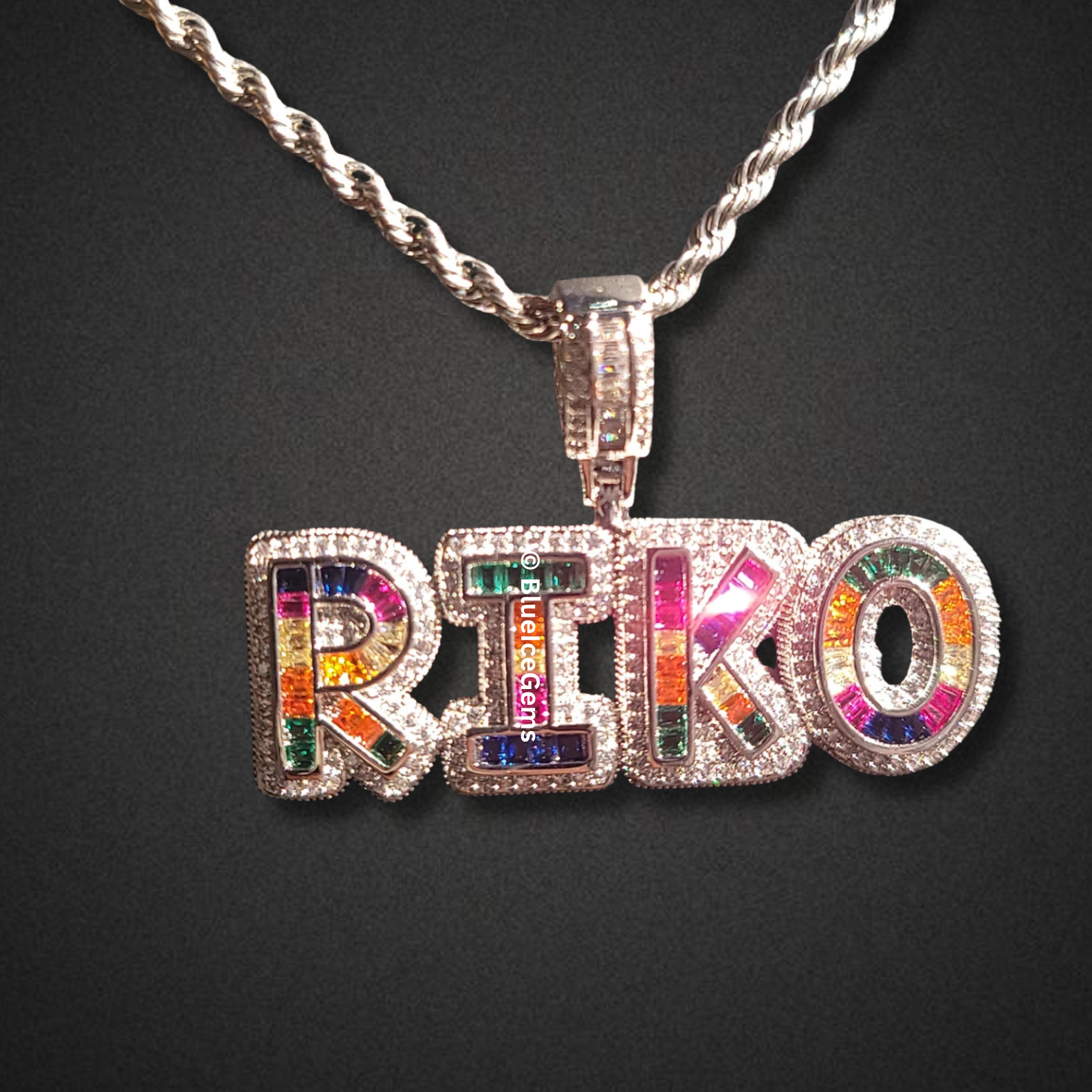 Custom "RAINBOW" Nameplate Necklace